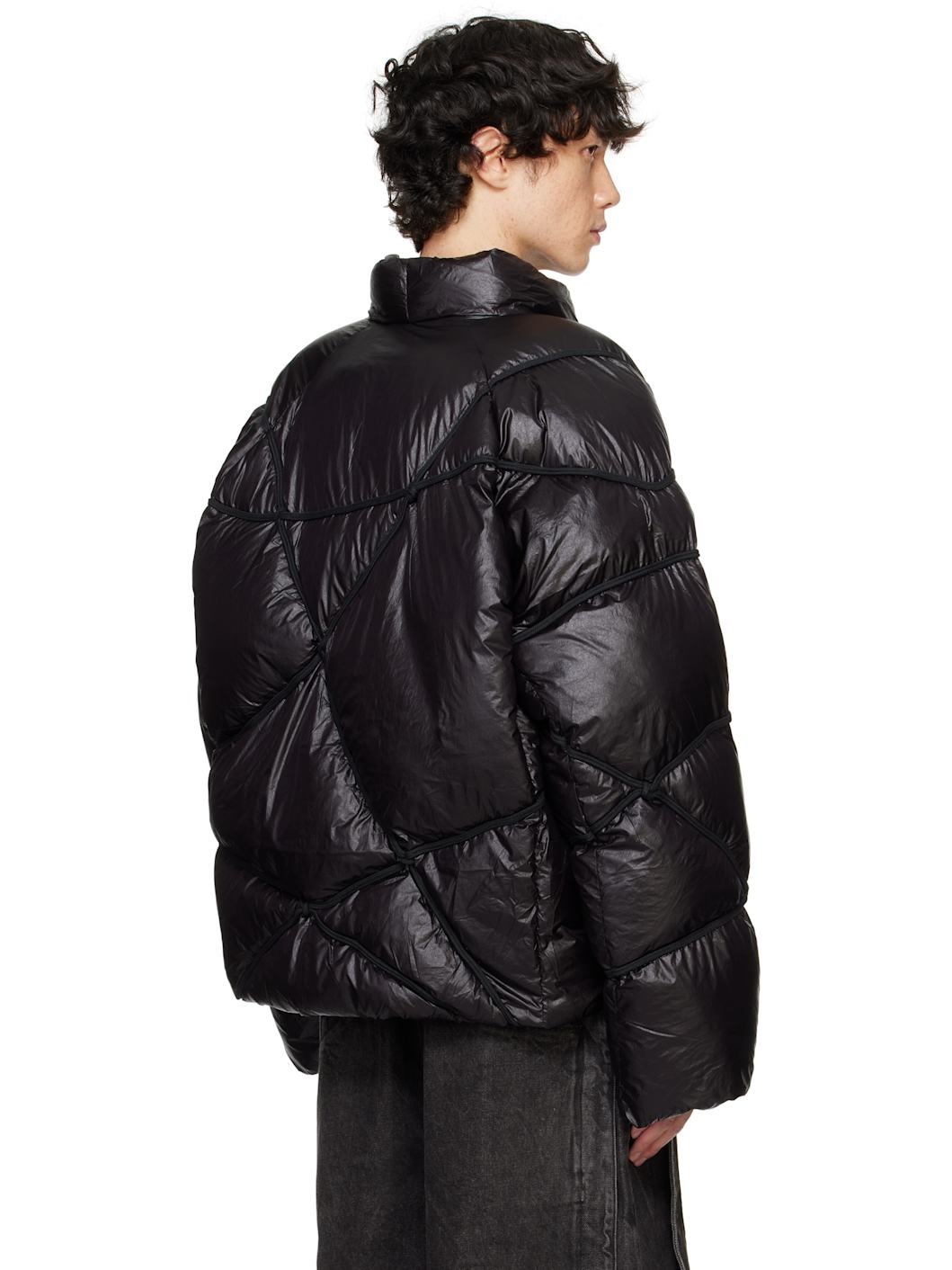 Black Angler Binded Puffer Jacket - 3