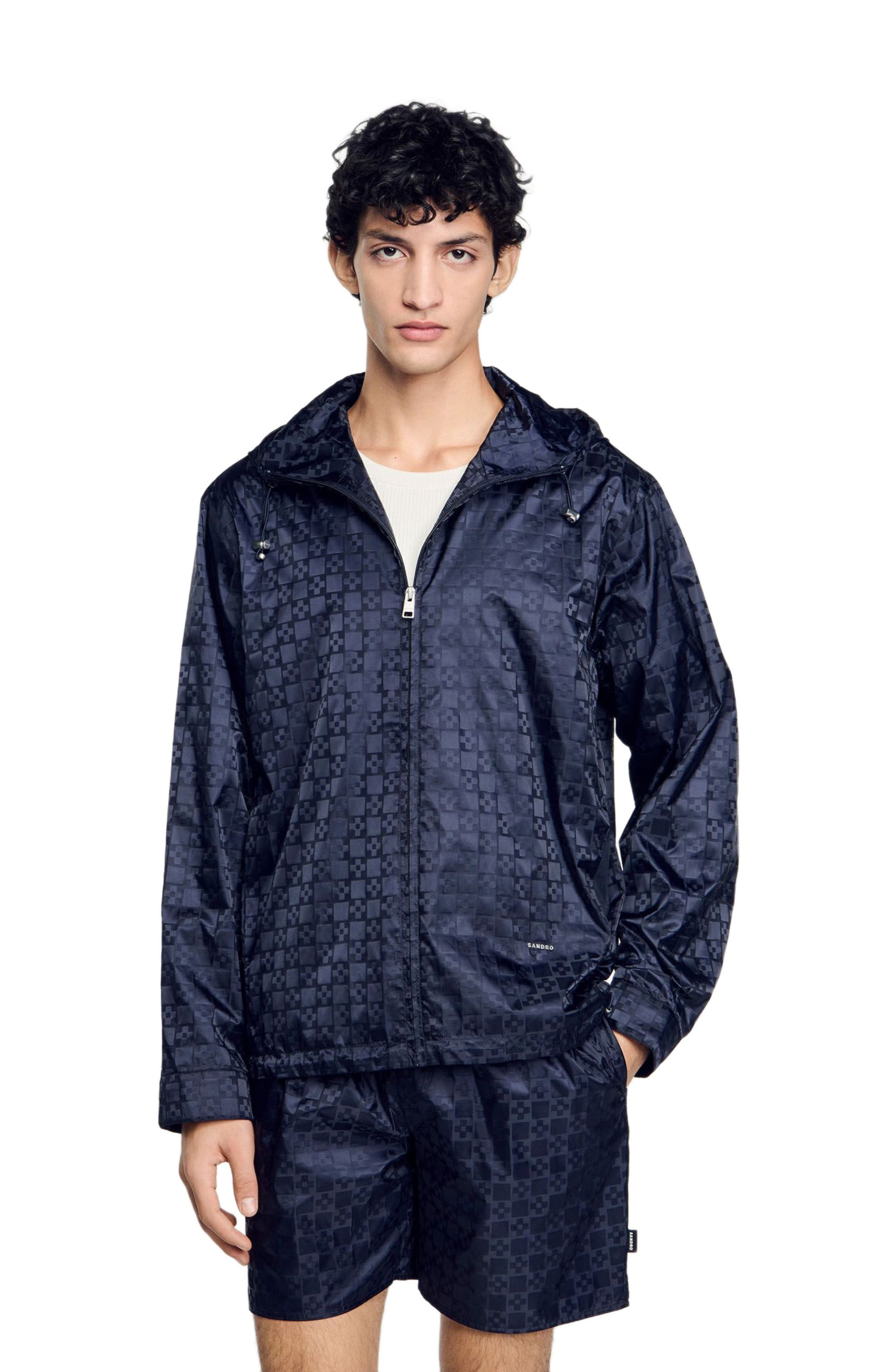 SANDRO Square Cross nylon jacket in Midnight Blue at Nordstrom - 3