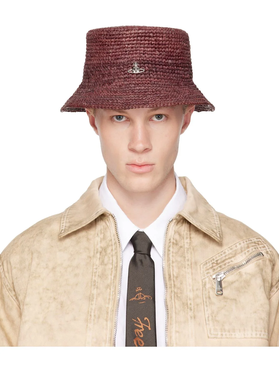 Red Raffia Bucket Hat - 1