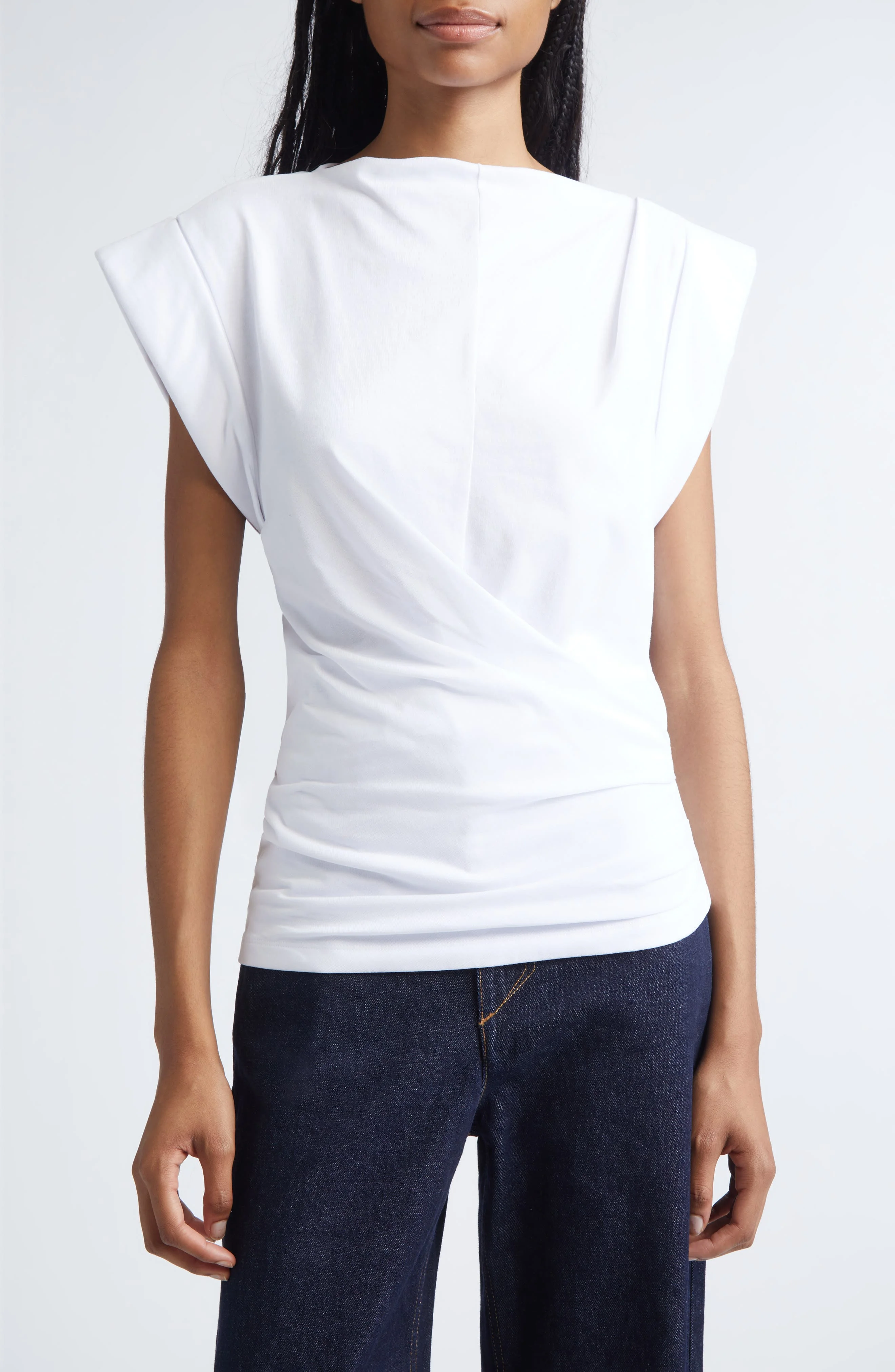 Isabel Marant Maisan Draped Asymmetric Cotton T-Shirt in White at Nordstrom - 1