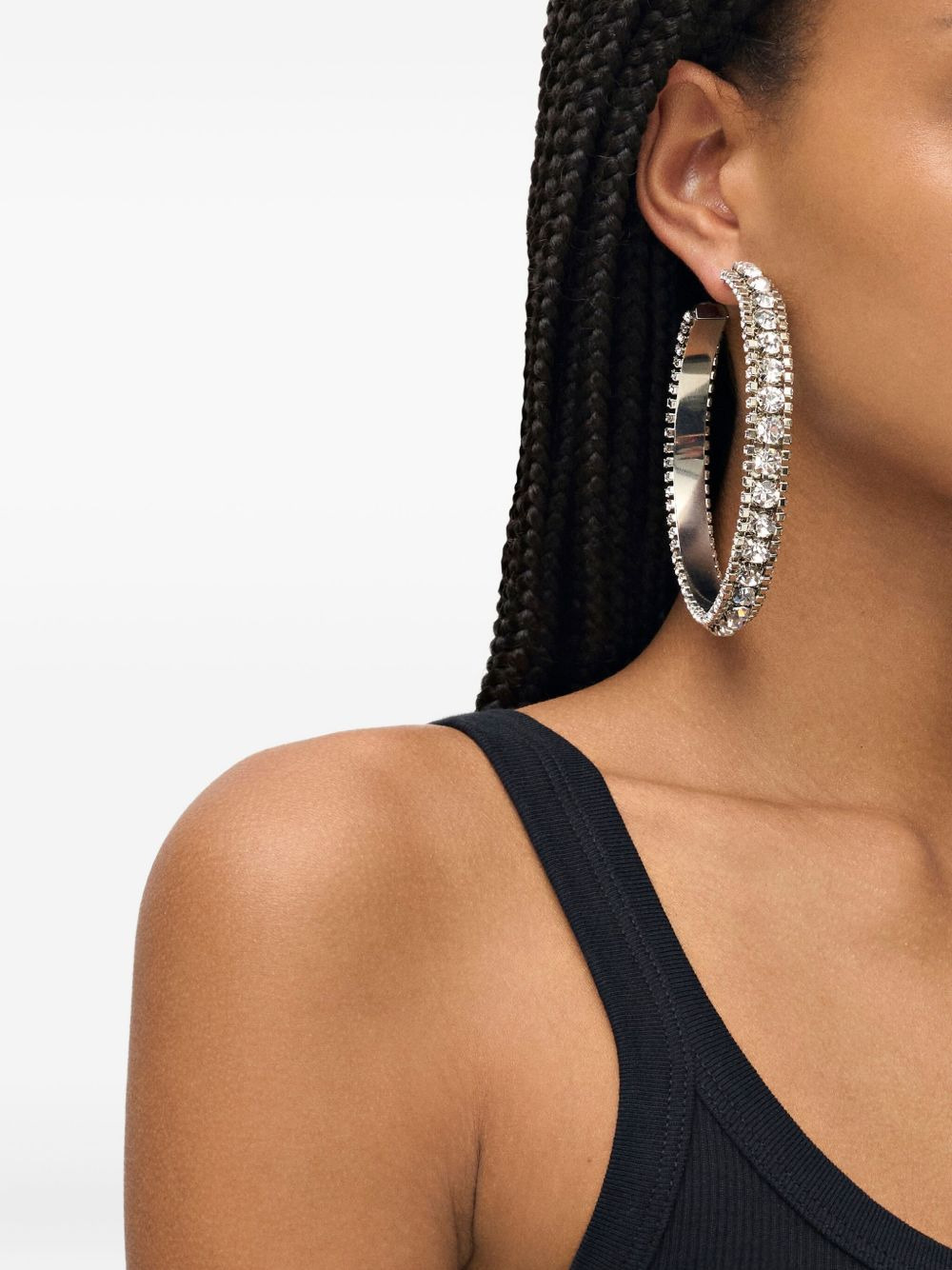 large crystal-embellished hoop earrings - 4