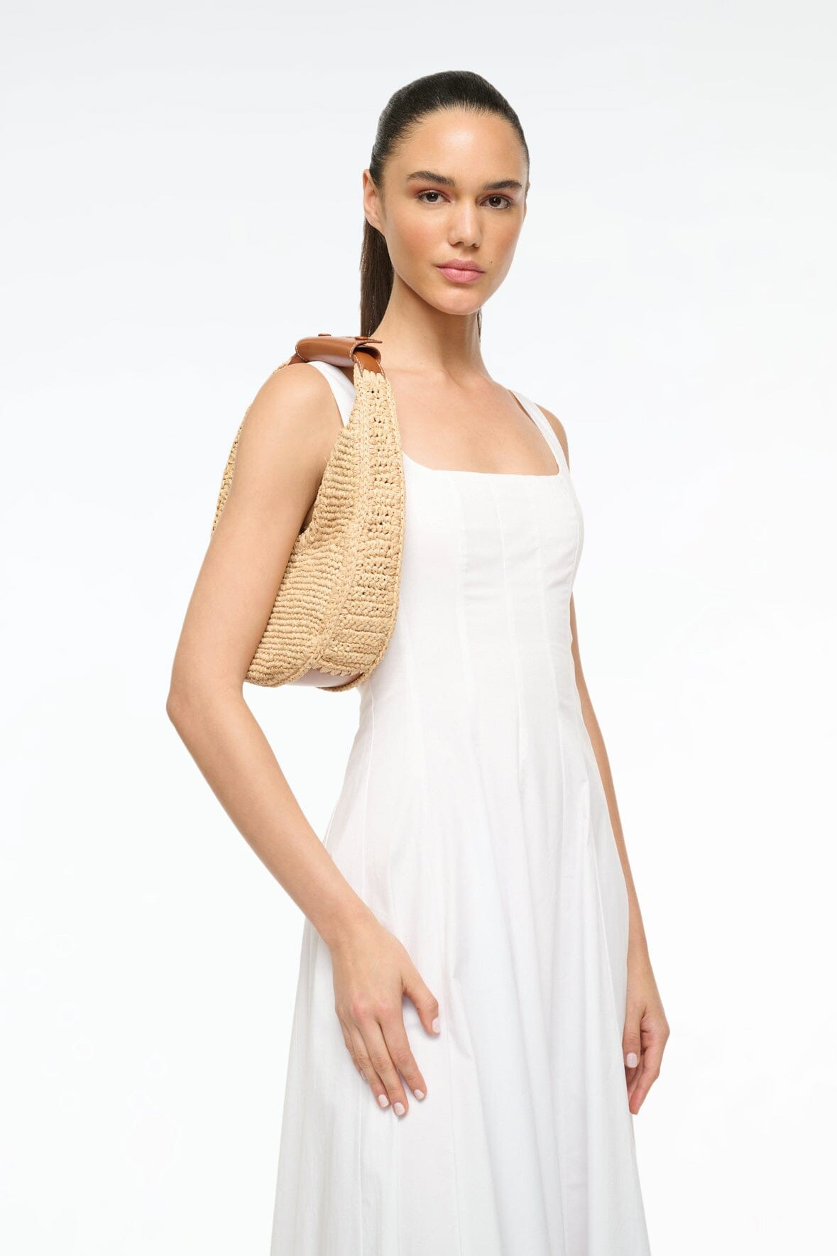 STAUD MOON RAFFIA BAG NATURAL TAN - 2