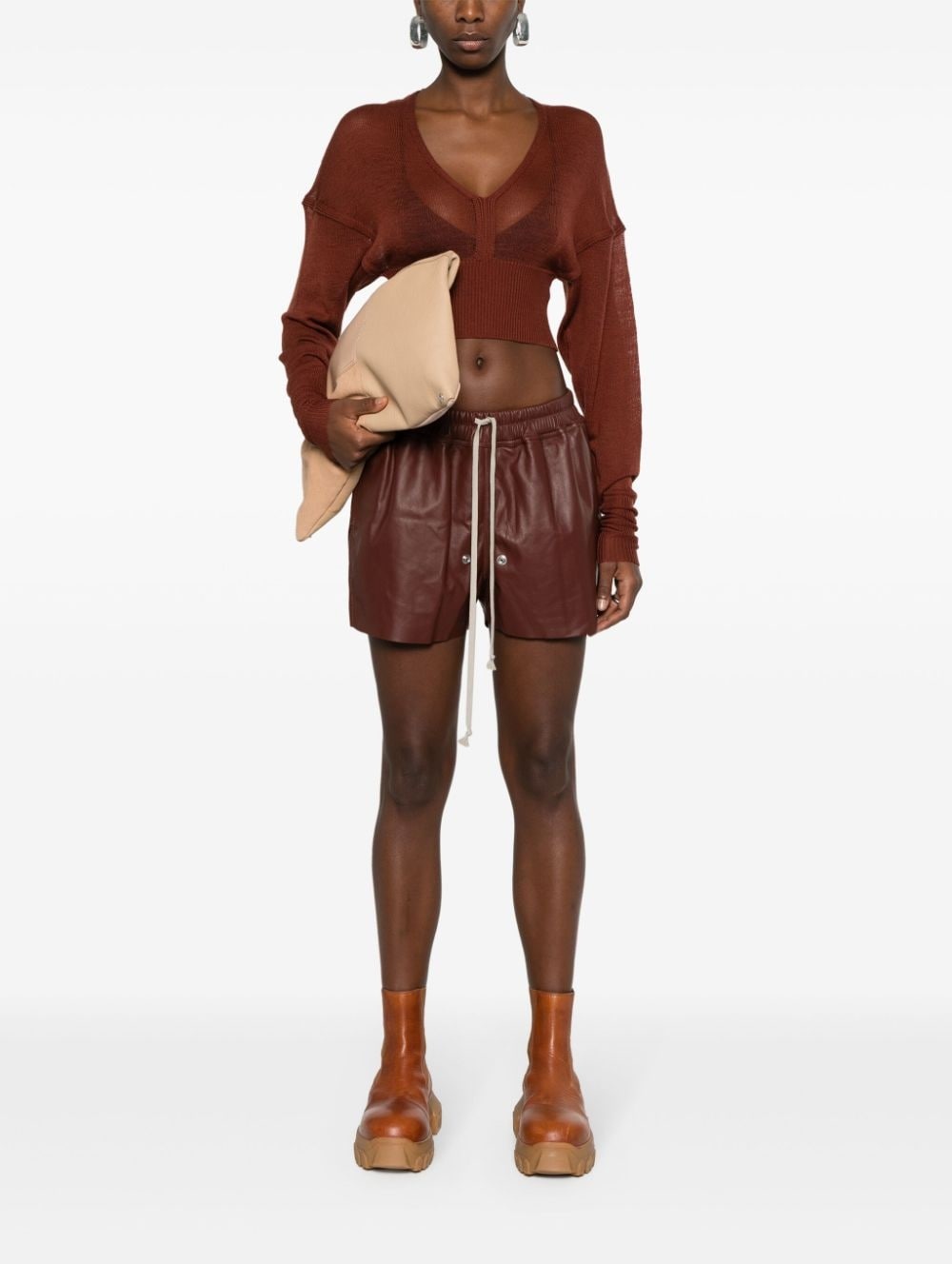 LS V fine-knit cropped jumper - 2