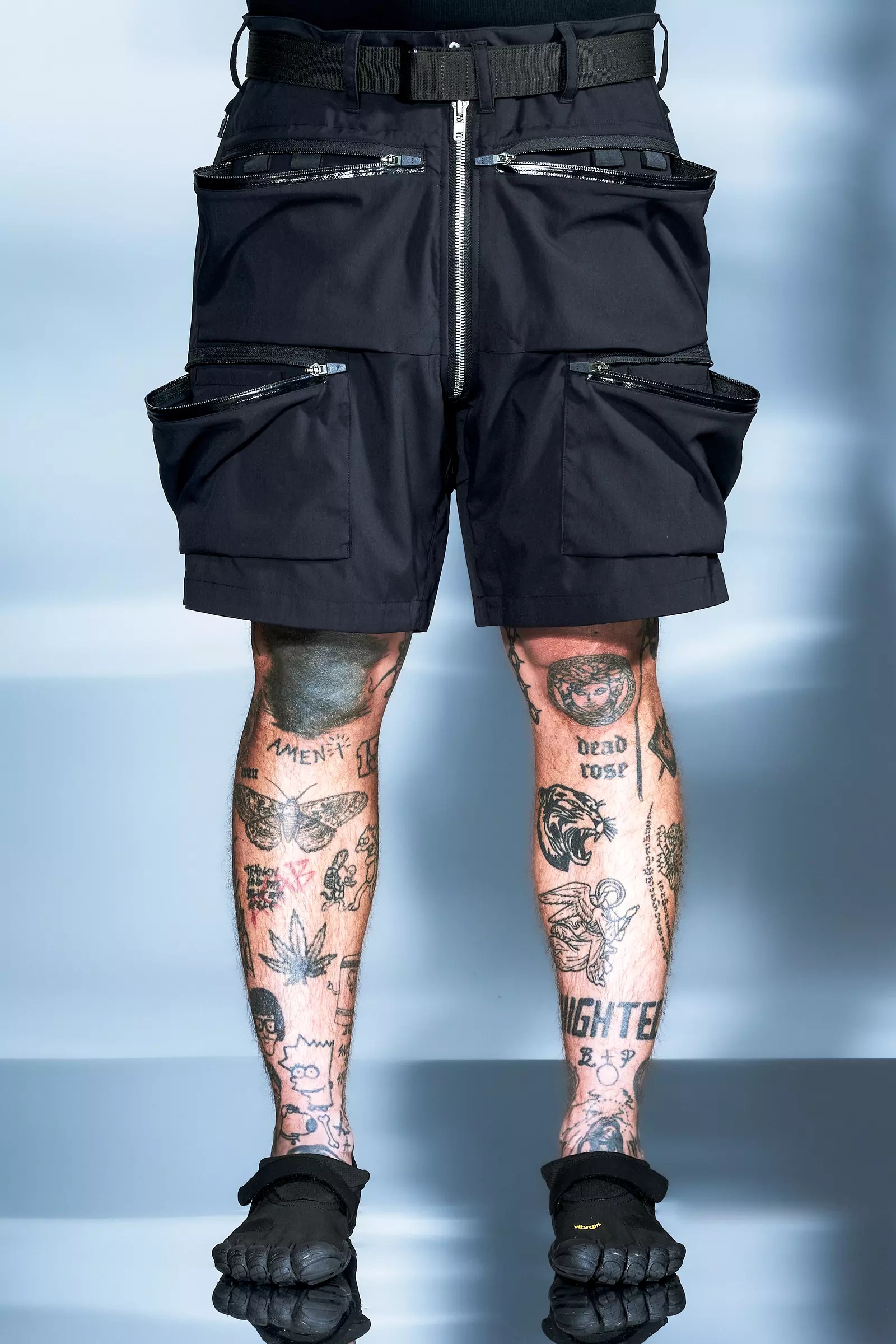 SP38-M Nylon Stretch Cargo Short Pant BLACK - 14