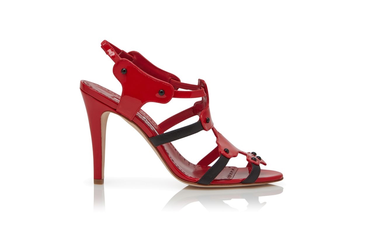 Red Patent Leather Strappy Sandals - 1