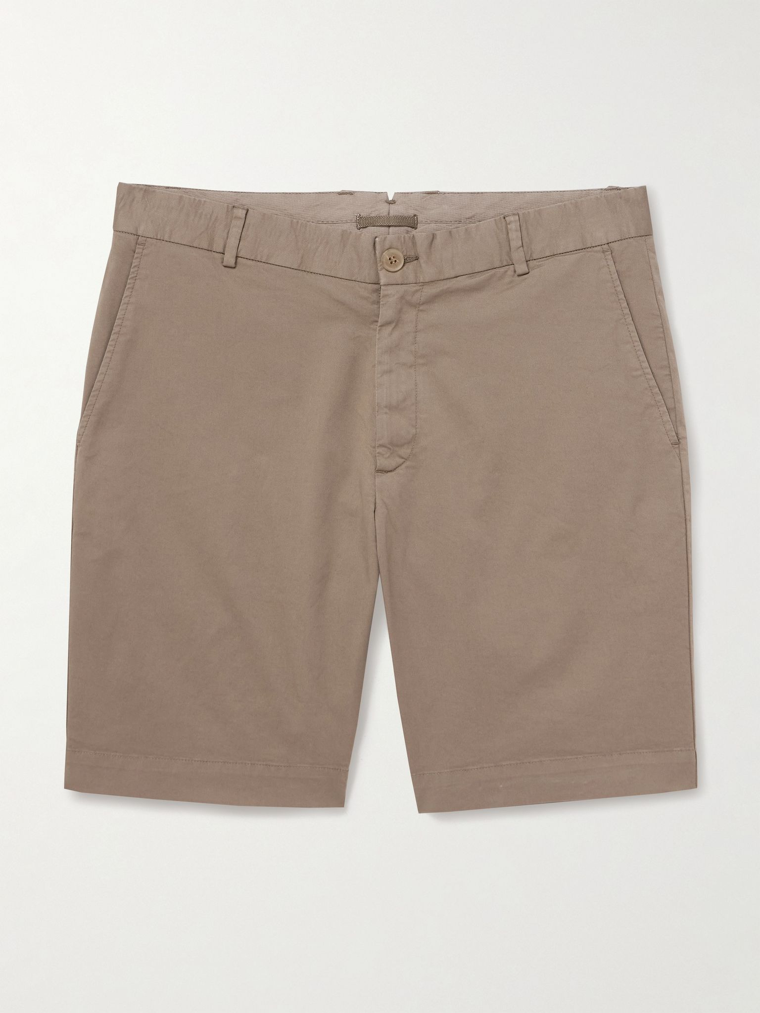 Straight-Leg Garment-Dyed Cotton-Blend Twill Chino Shorts Brown - 1