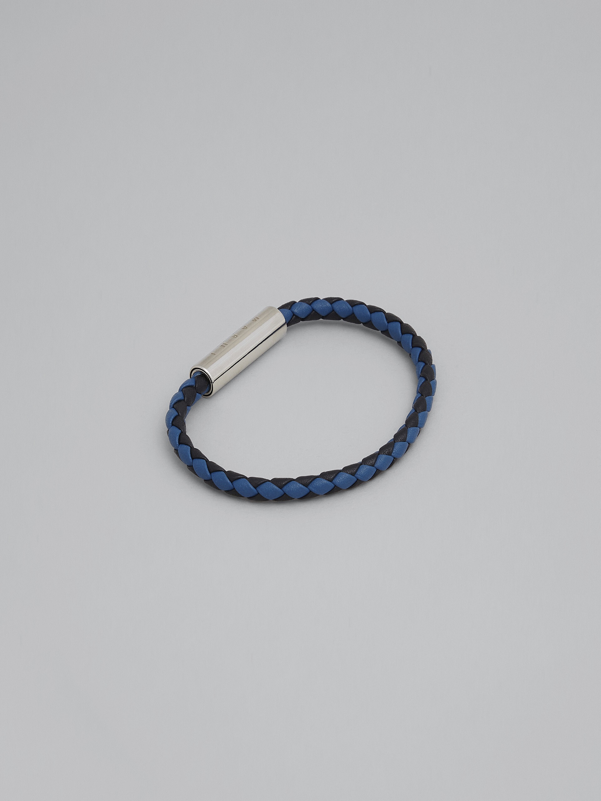 BLACK AND BLUE BRAIDED LEATHER BRACELET - 3