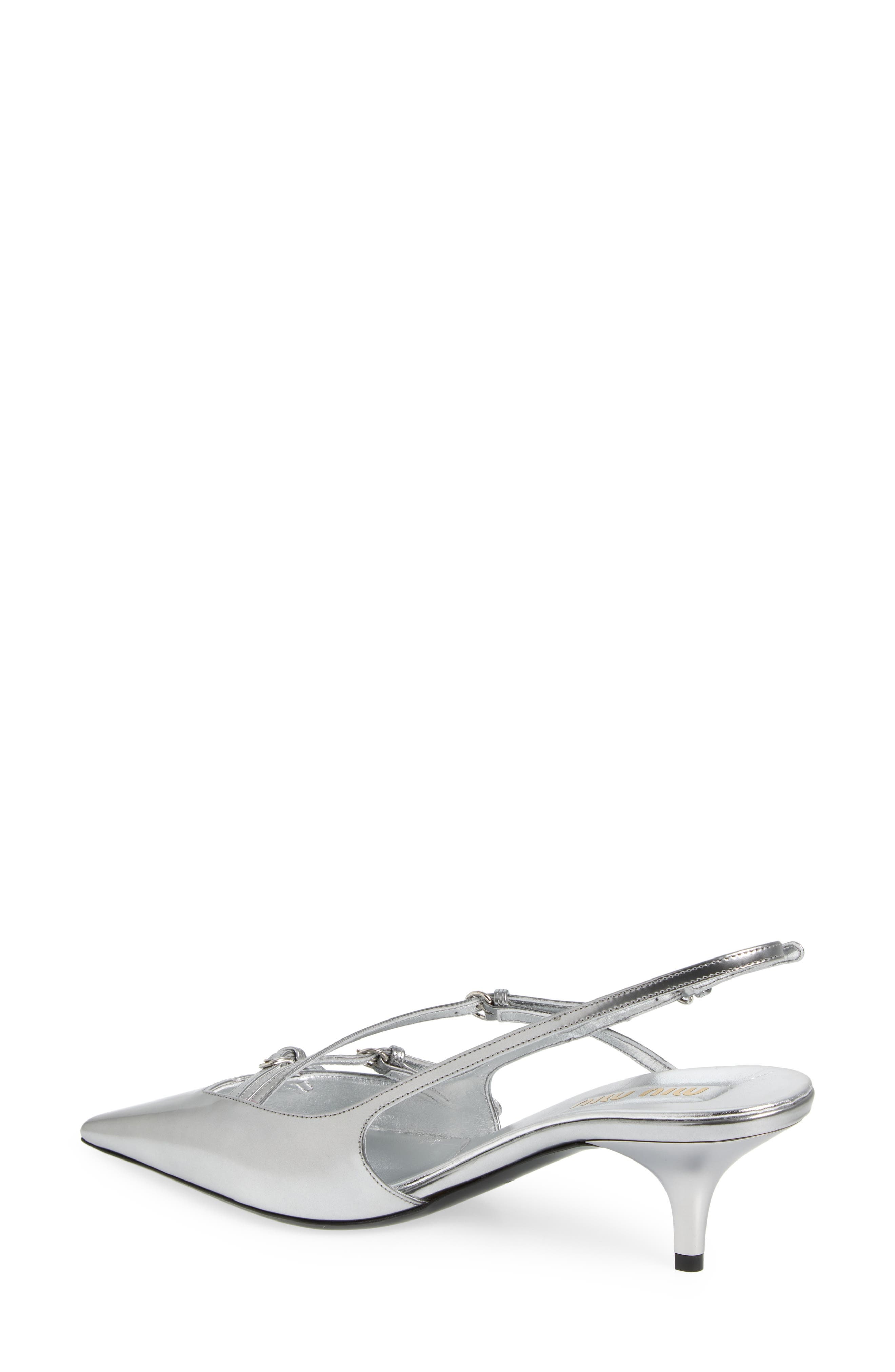 Miu Miu Show Buckle Slingback Pump in Argento at Nordstrom - 2