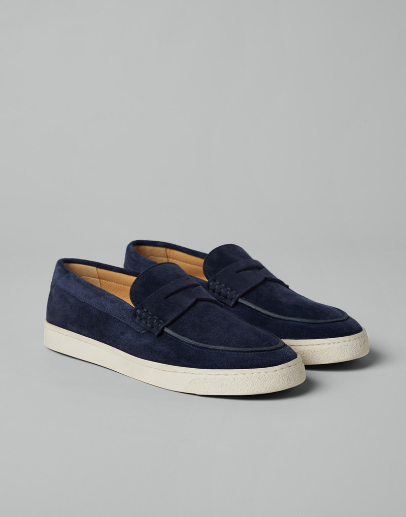 Suede loafer sneakers with natural rubber sole 1