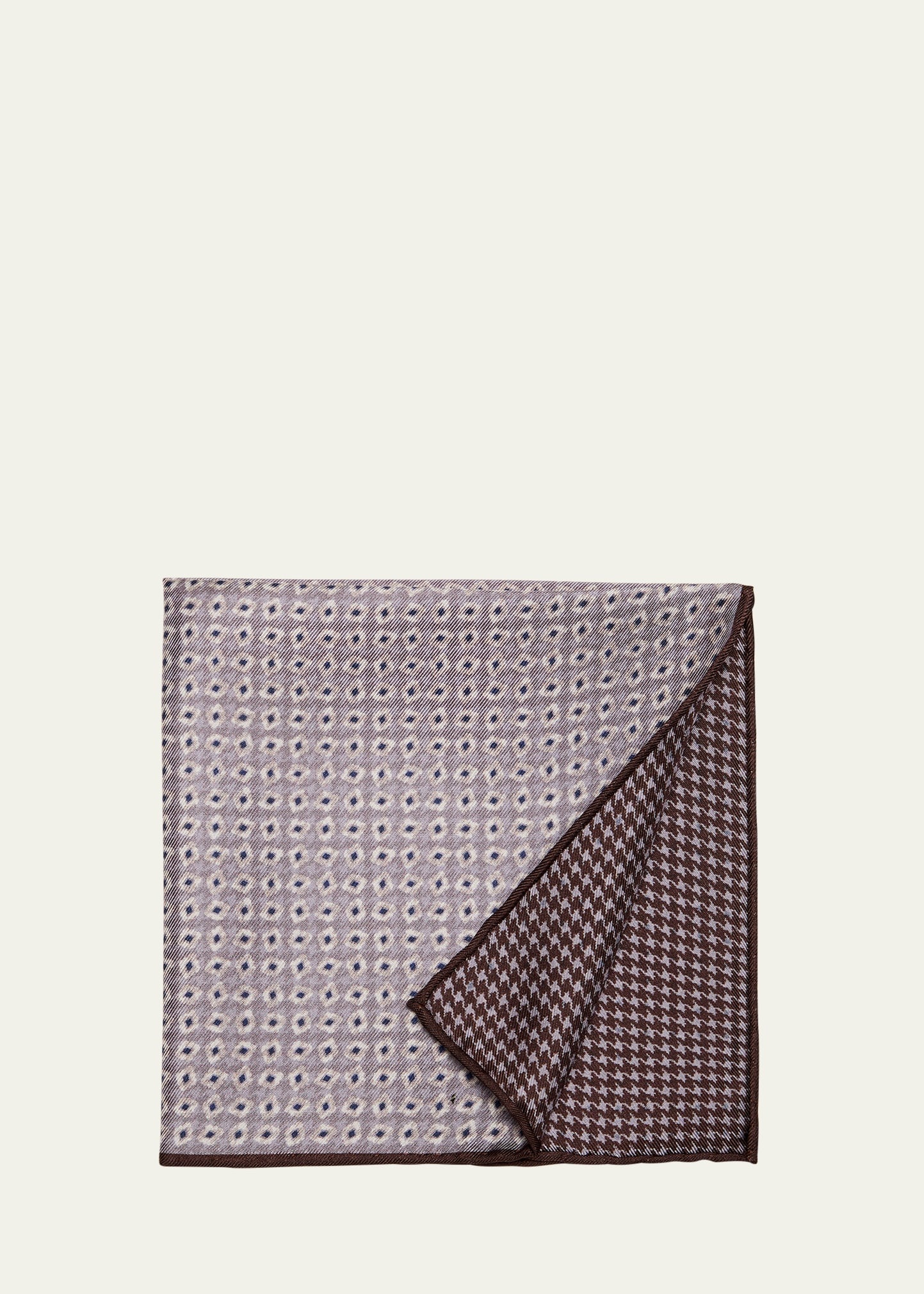 Men's Diamond-Print Reversible Silk Pocket Square - 1
