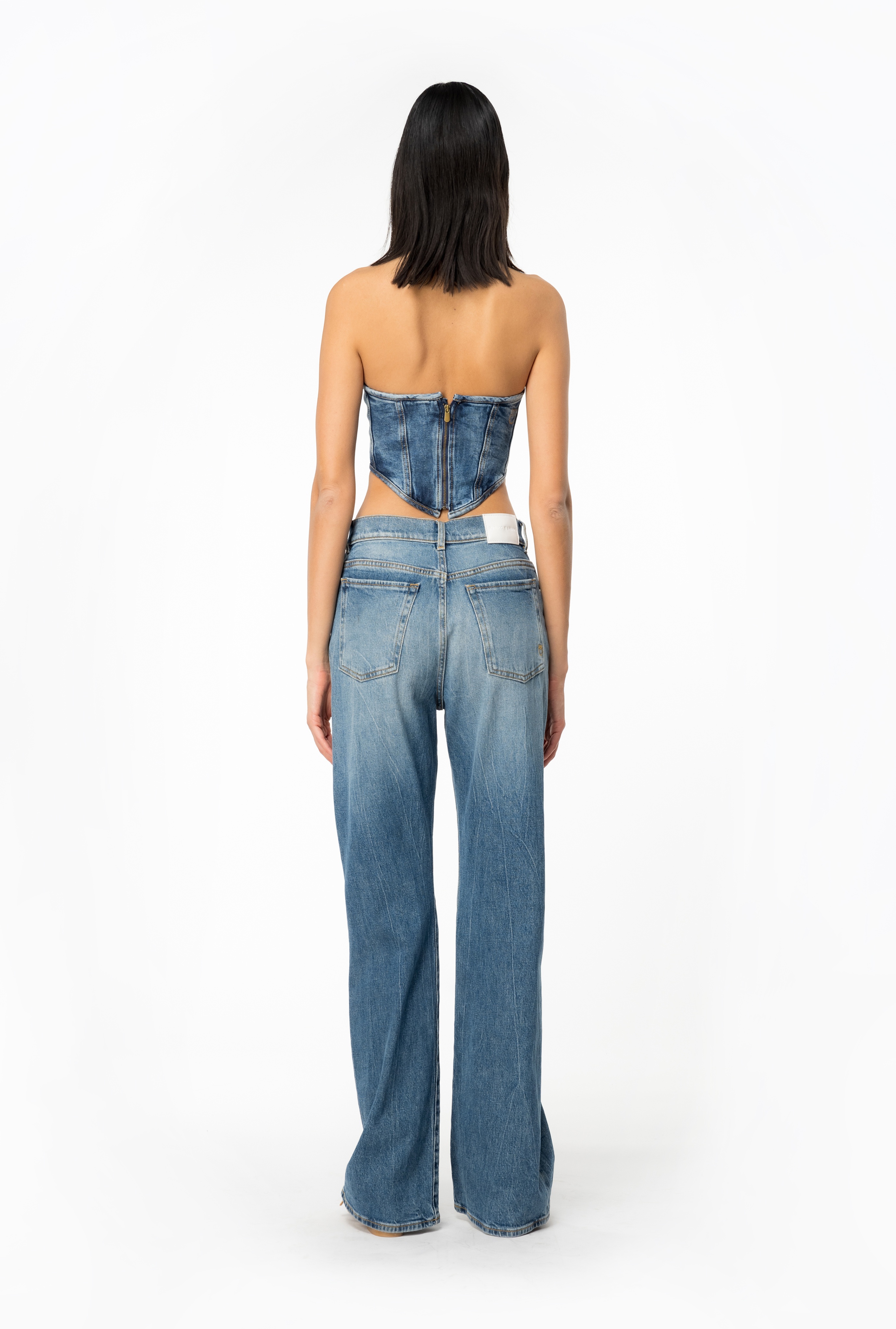 STRETCH DENIM BUSTIER TOP - 5