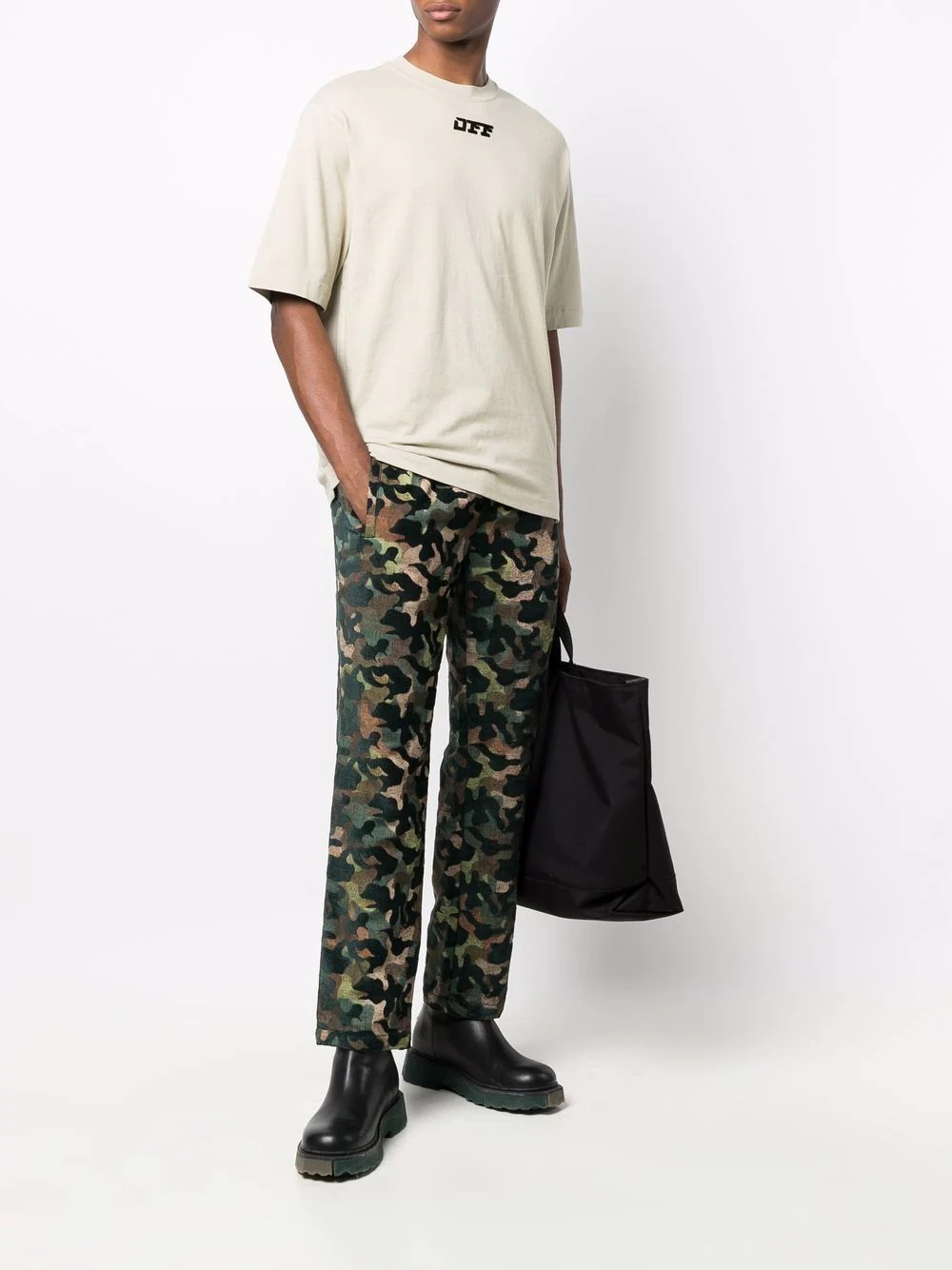 camouflage-print straight leg trousers - 2