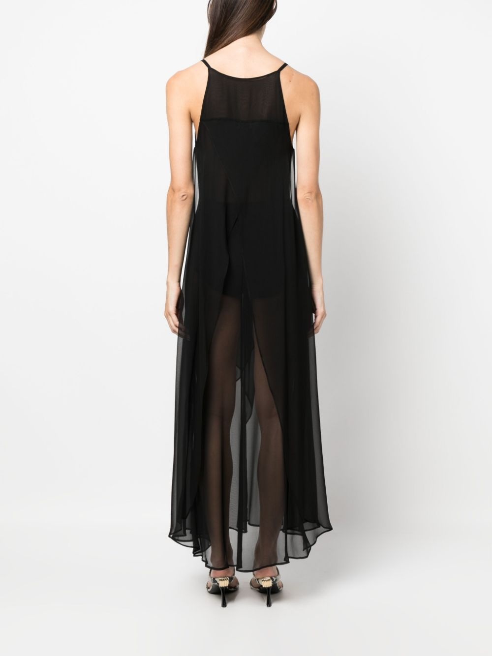 semi-sheer silk slip dress - 4