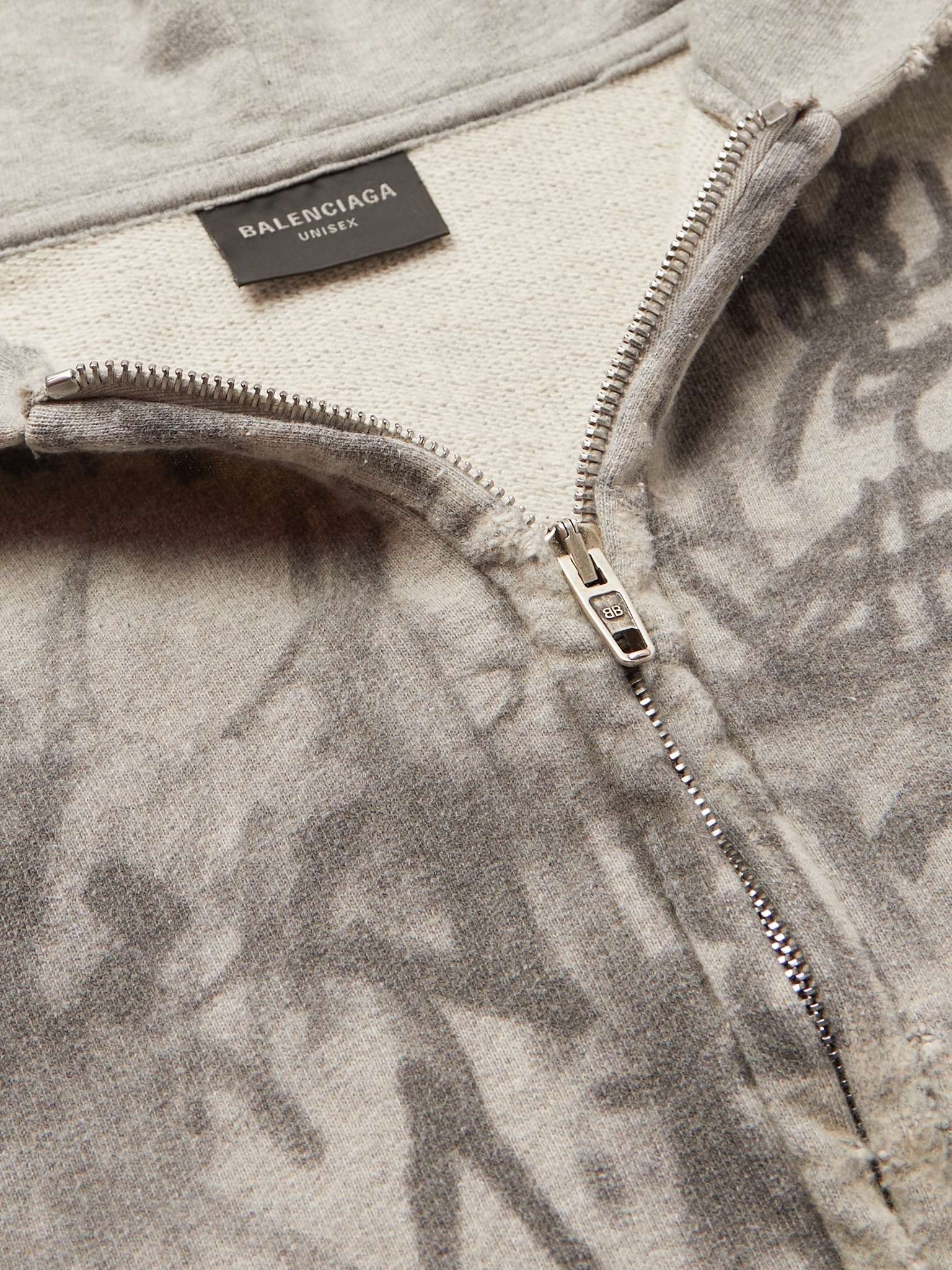 Logo-Appliquéd Distressed Printed Cotton-Jersey Zip-Up Hoodie - 5