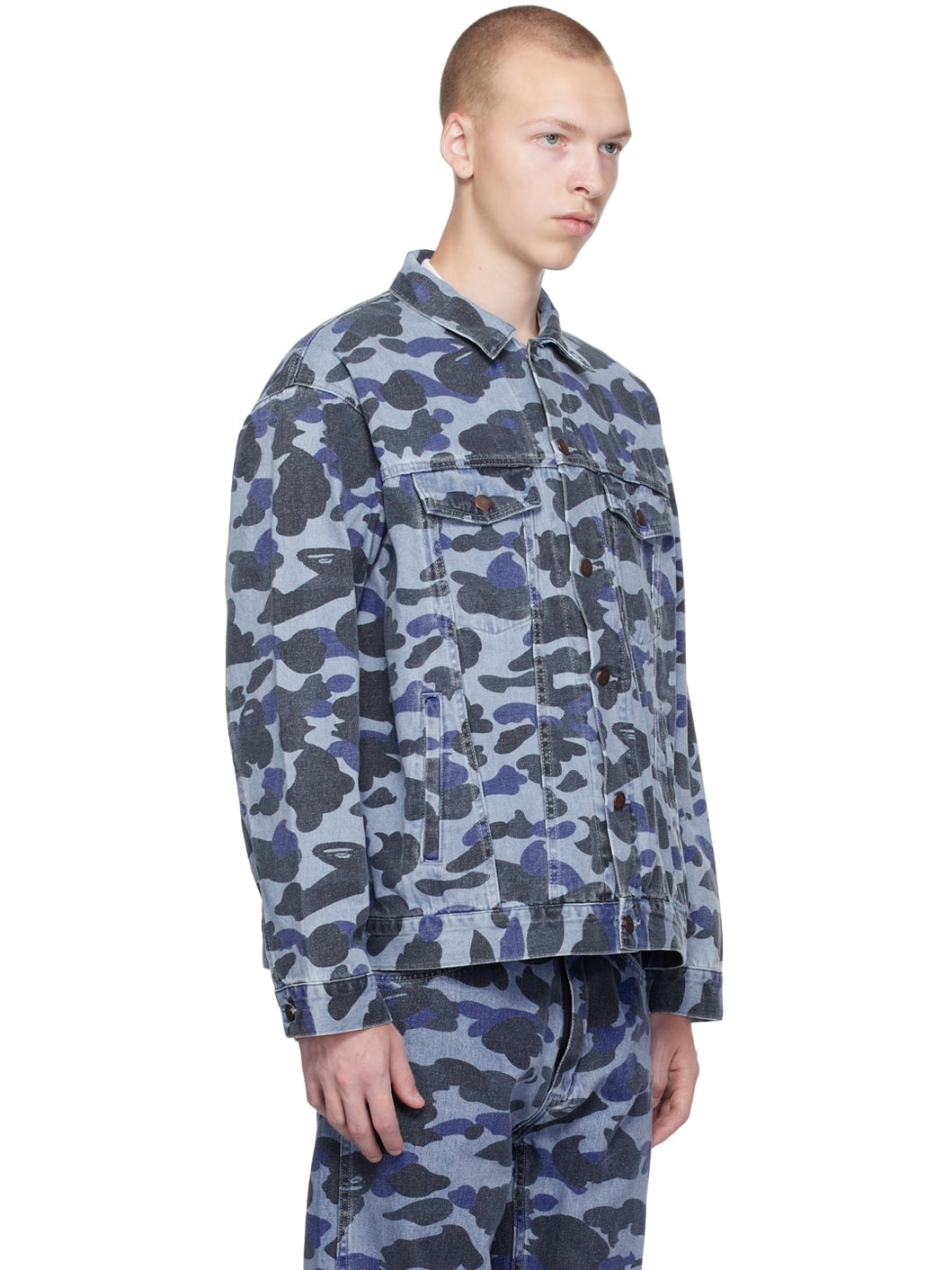 Blue Camo Over Denim Jacket - 2