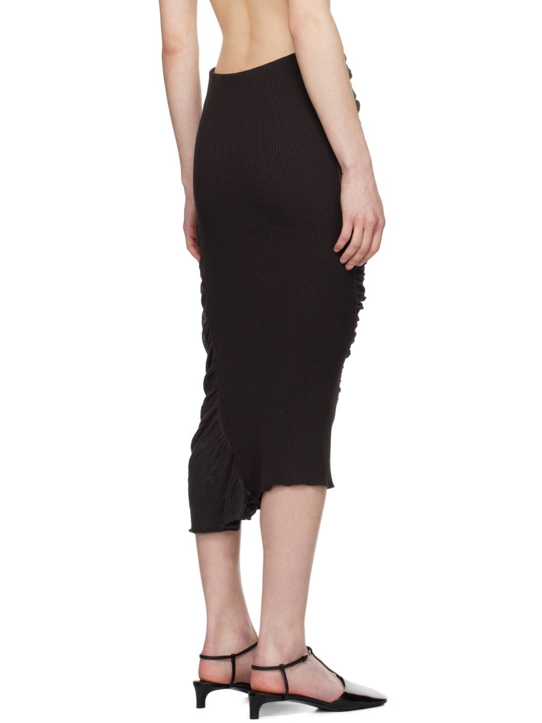 Brown Twisted Midi Skirt - 3