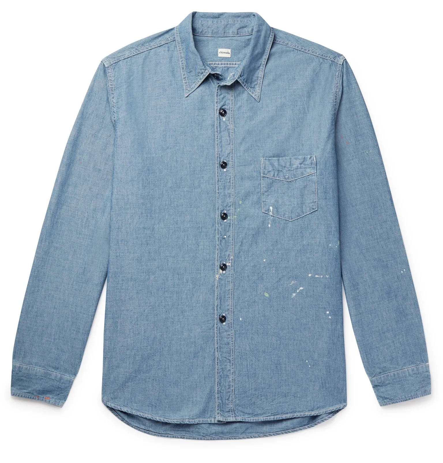 Paint-Splattered Cotton-Chambray Shirt - 1