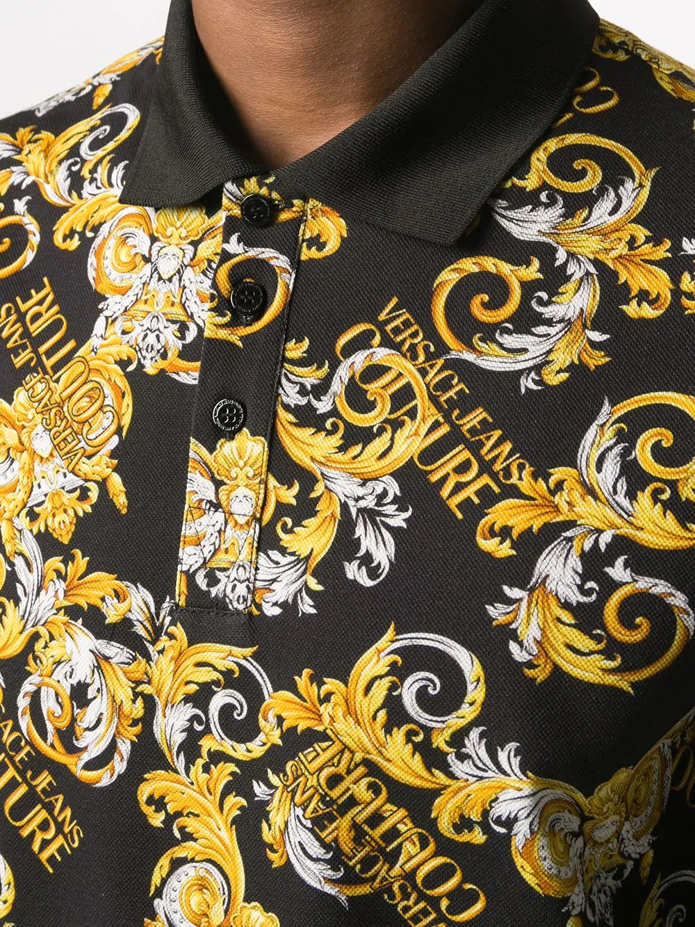 logo baroque print polo shirt - 5