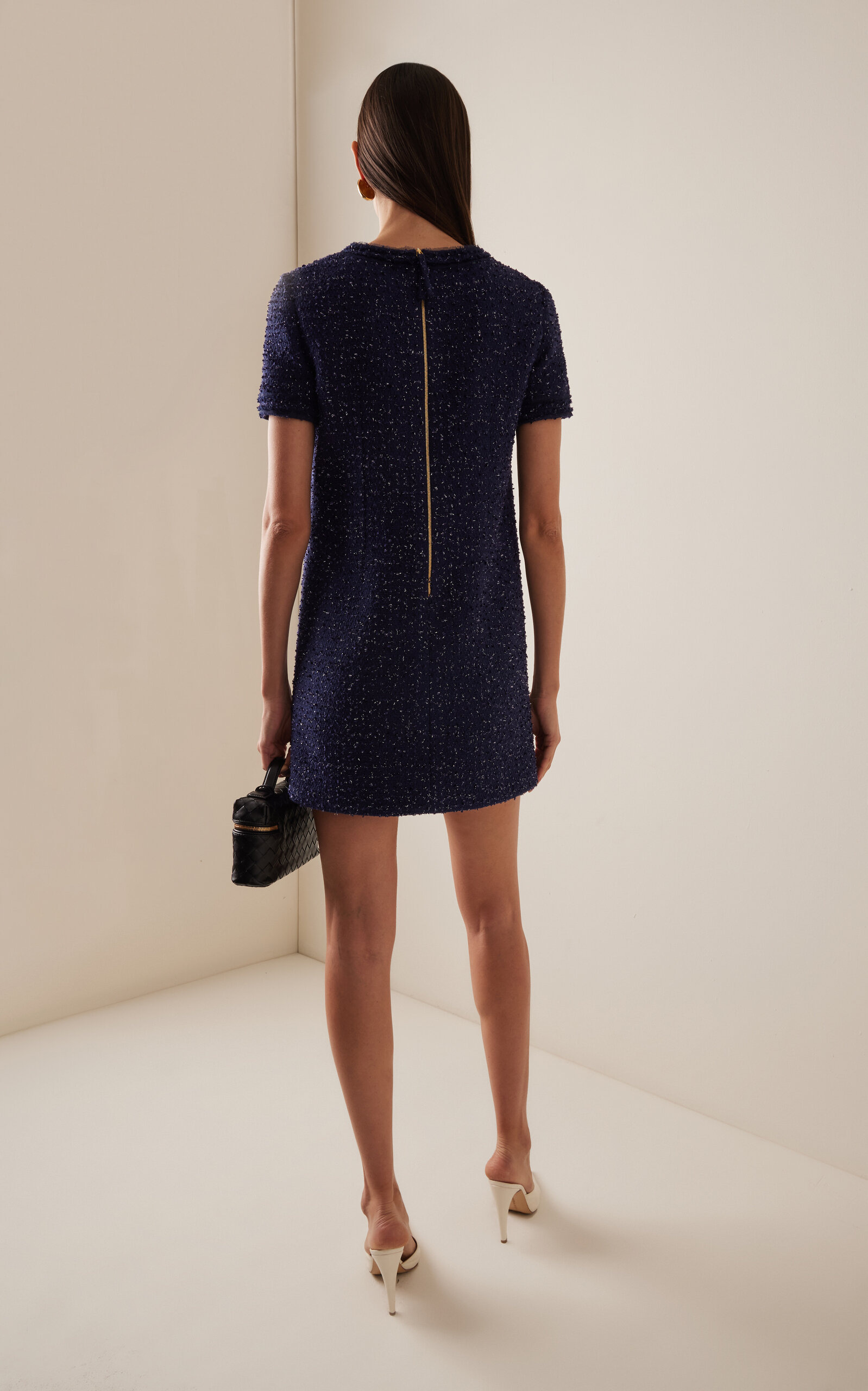 Embellished Tweed Mini Dress navy - 4