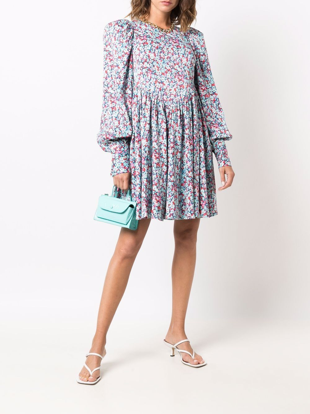 floral-print long-sleeve midi dress - 2