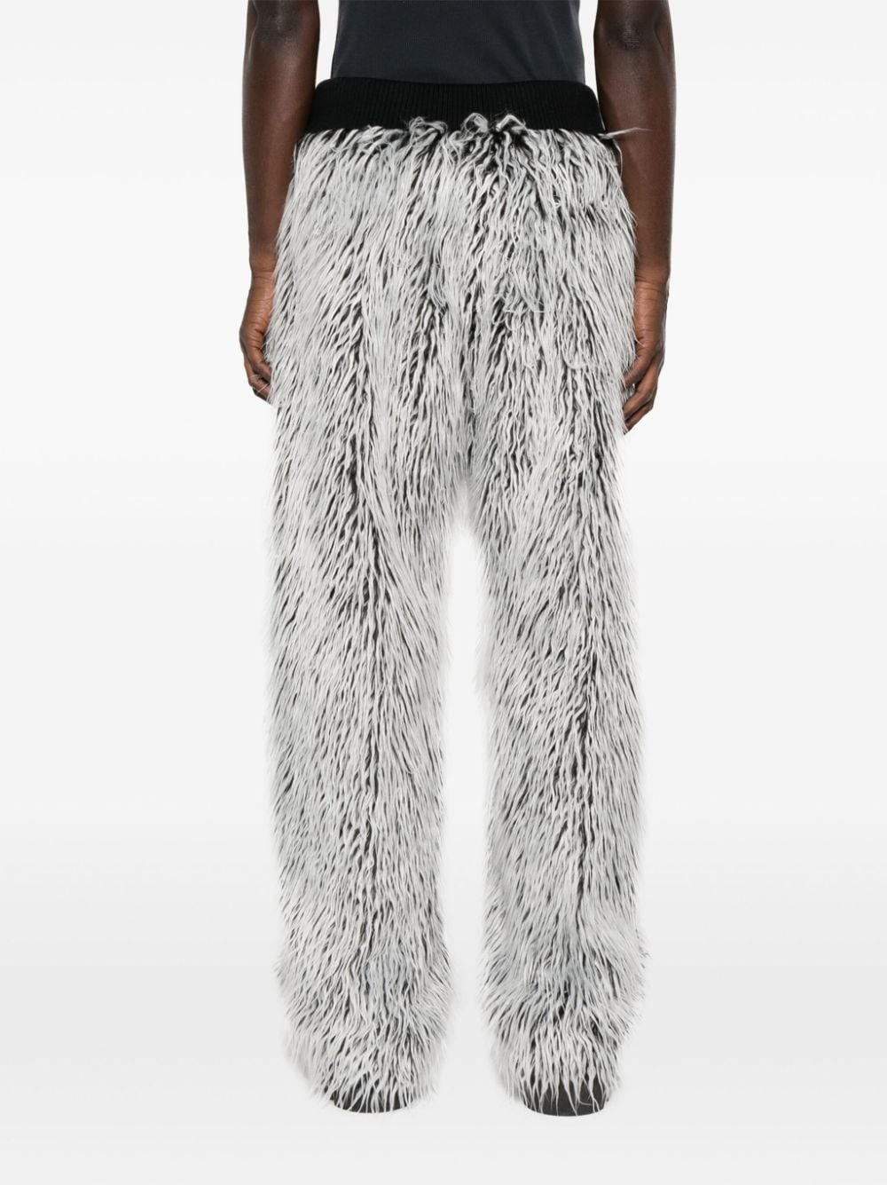 faux-fur tailored-cut trousers - 4
