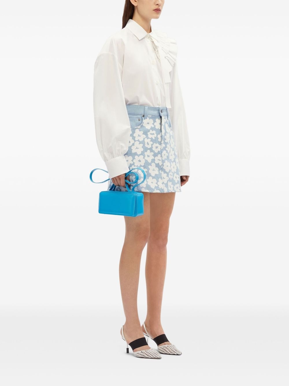 floral-print denim skirt - 3