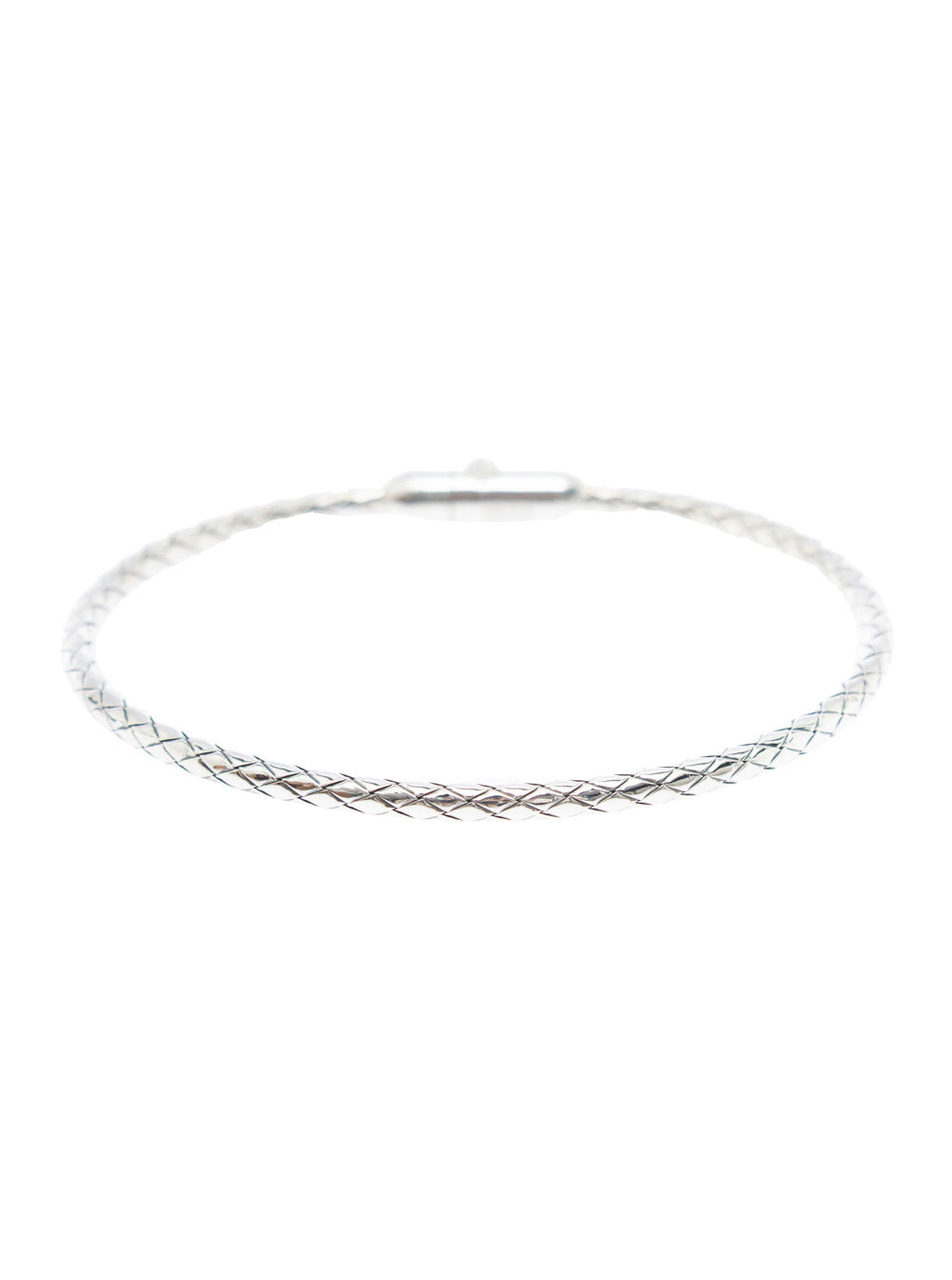 Bottega Veneta Men 'Intreccio' Metallic Bracelet With Rear Push Closure And Intrecciato Design In Si - 2