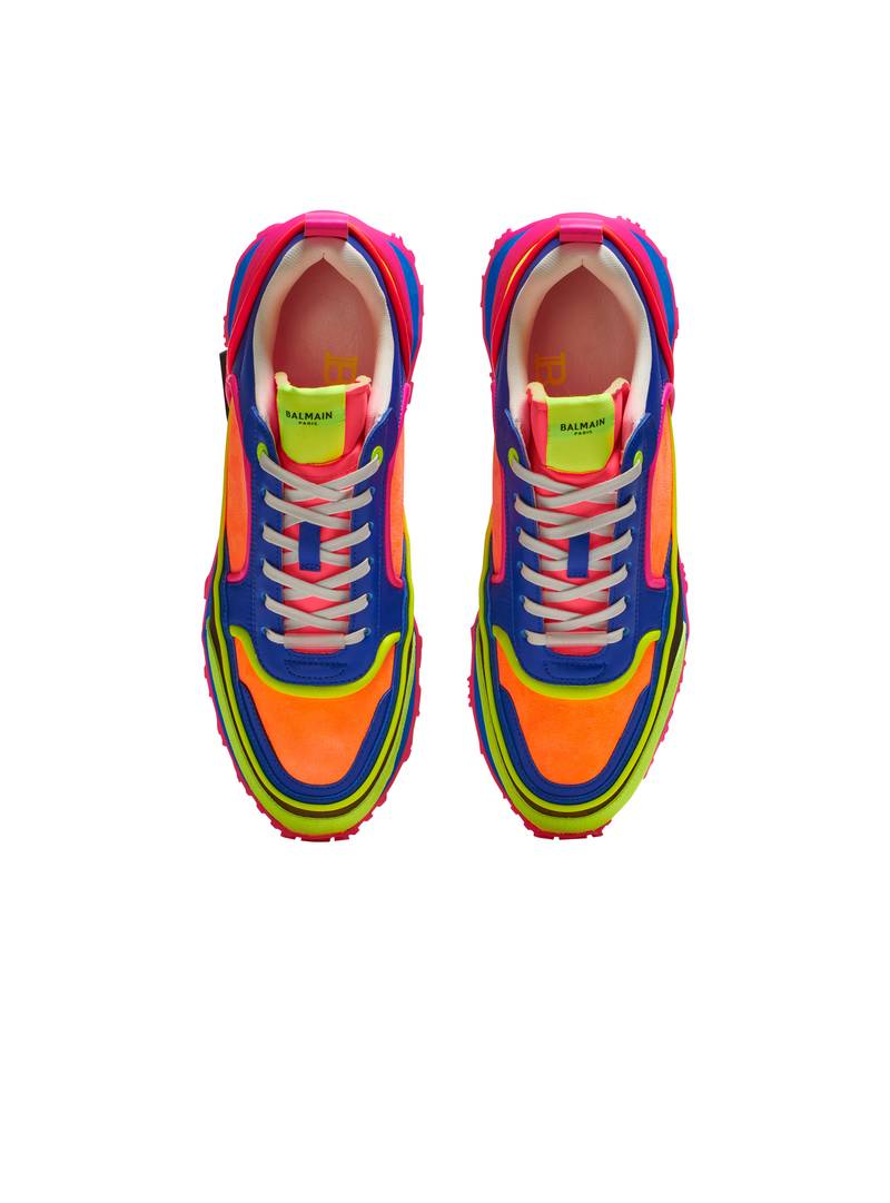 Multicolor suede, nylon and mesh Racer low-top sneakers 3
