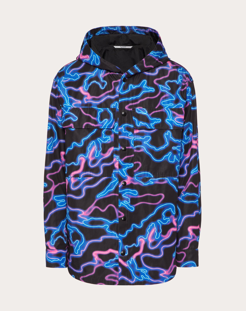 HOODED SHIRT JACKET WITH NEON CAMOU PRINT 1