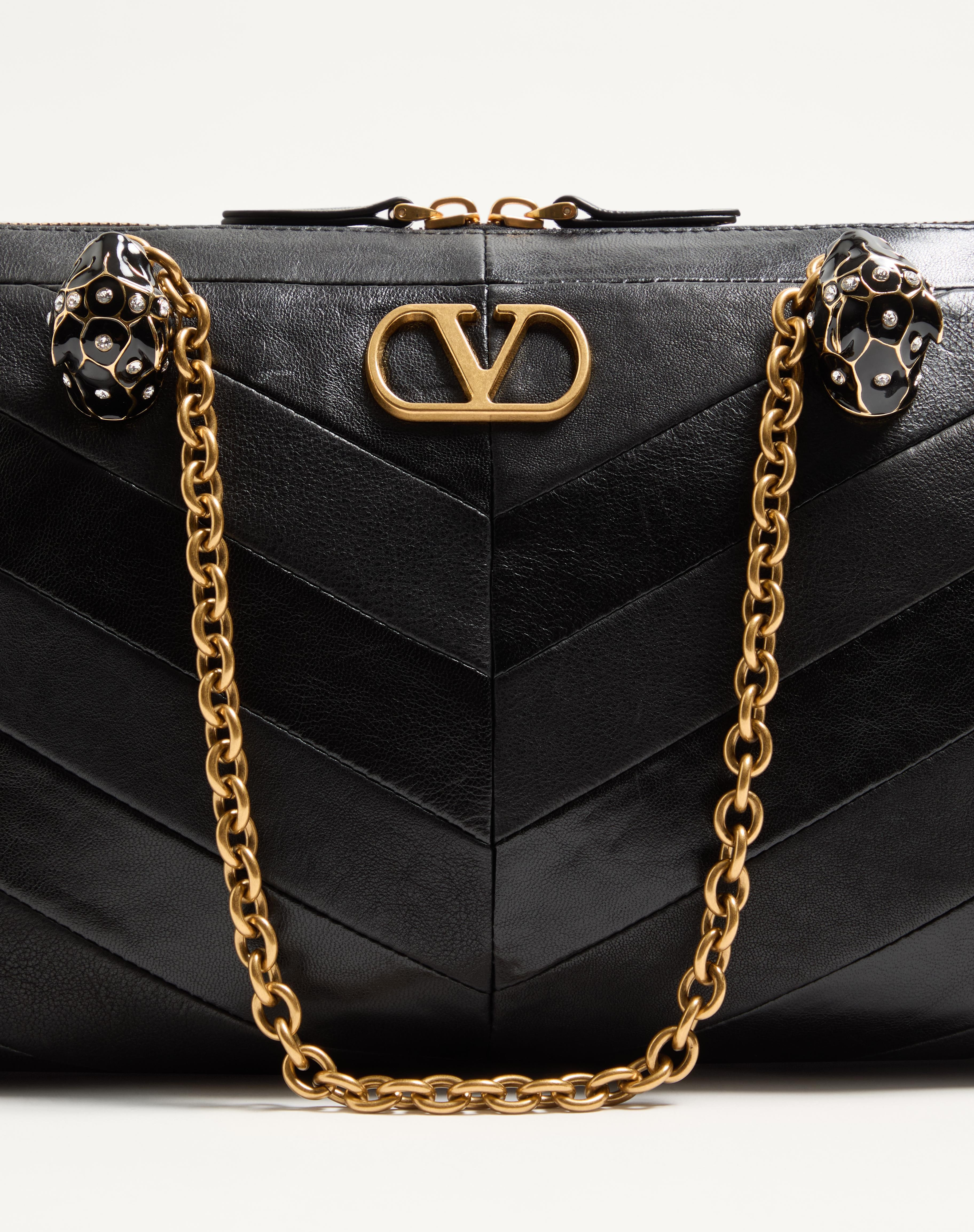 VALENTINO GARAVANI PANTHEA SHOULDER BAG IN NAPPA LEATHER WITH CHEVRON PATTERN - 8