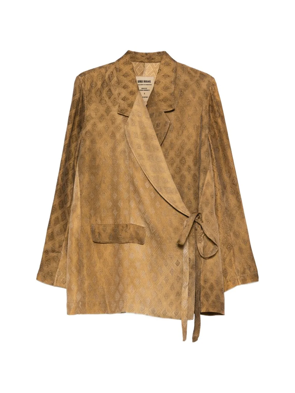 diamond-pattern tie-waist blazer - 1