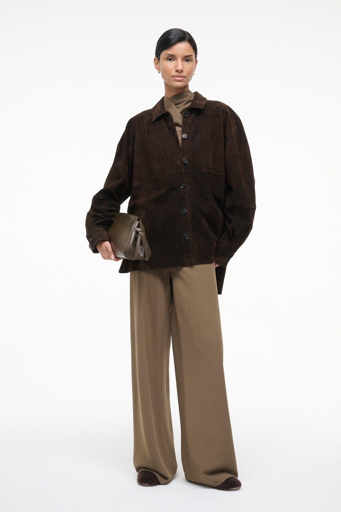 STAUD JOSETTE SUEDE SHIRT ESPRESSO - 6