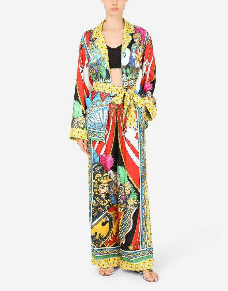 Belted Carretto-print 잠옷 셔츠 6