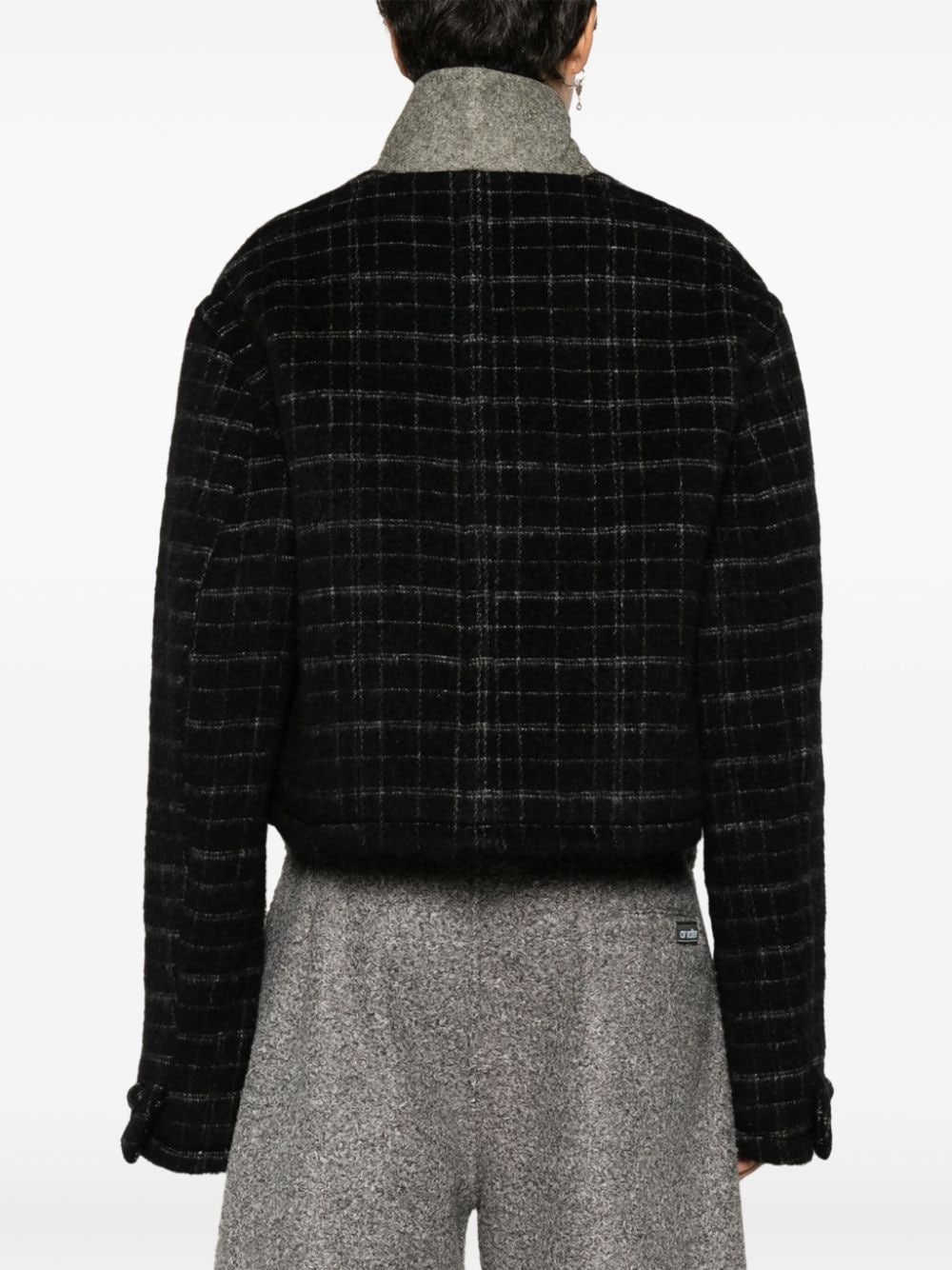 checked cropped jacket - 4