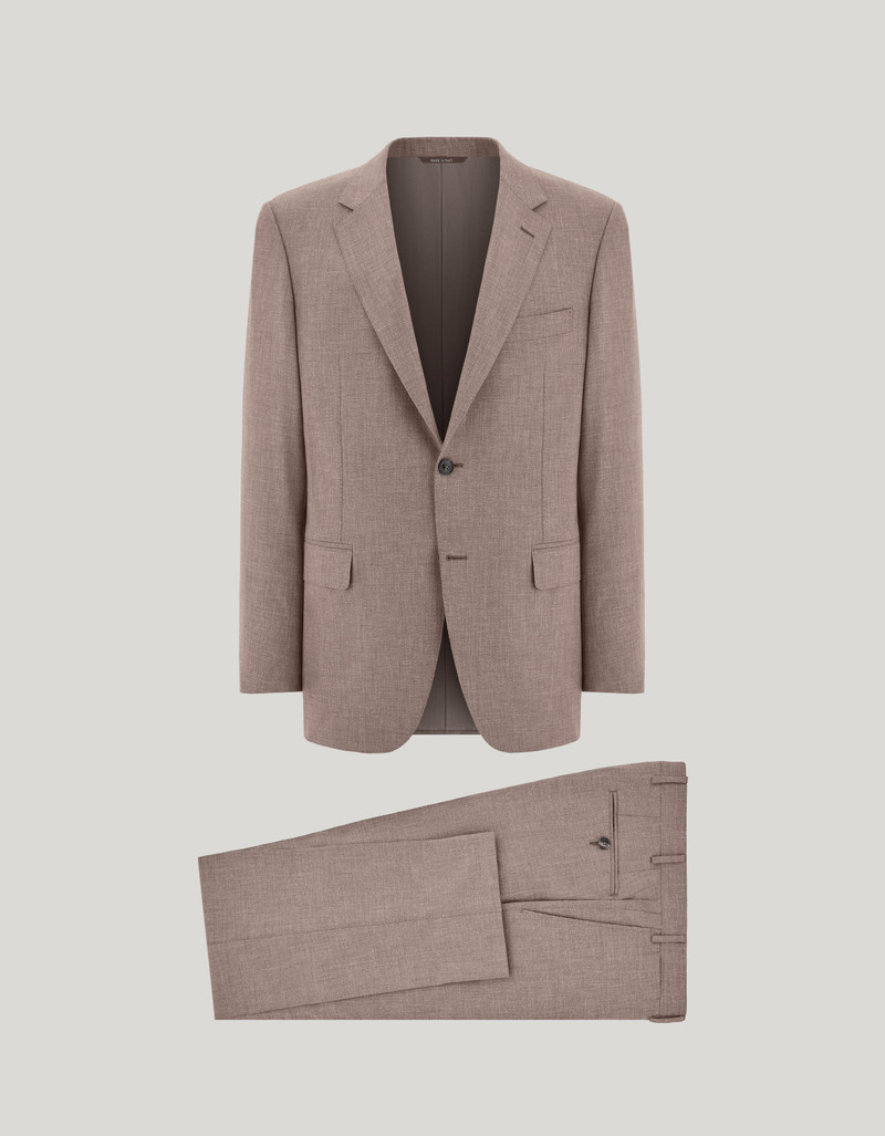 WALNUT 150'S WOOL GRISAILLE REGULAR-FIT SUIT 1