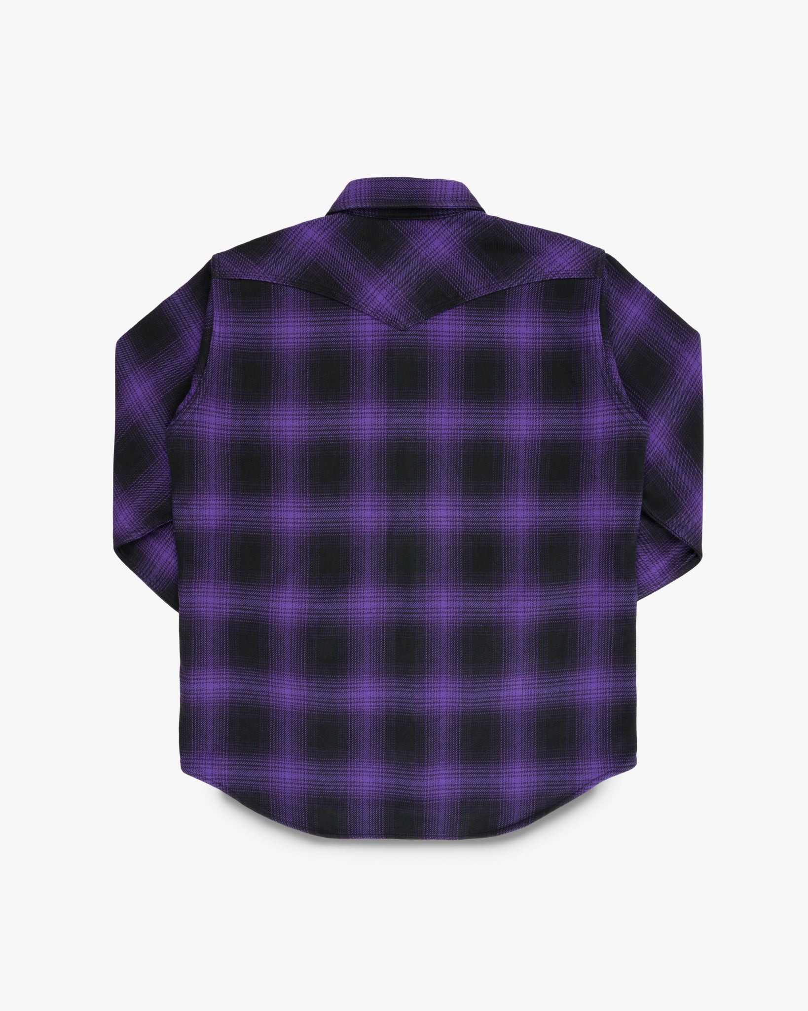 IHSH-264-PUR Ultra Heavy Flannel Ombré Check Western Shirt - Purple/Black - 12