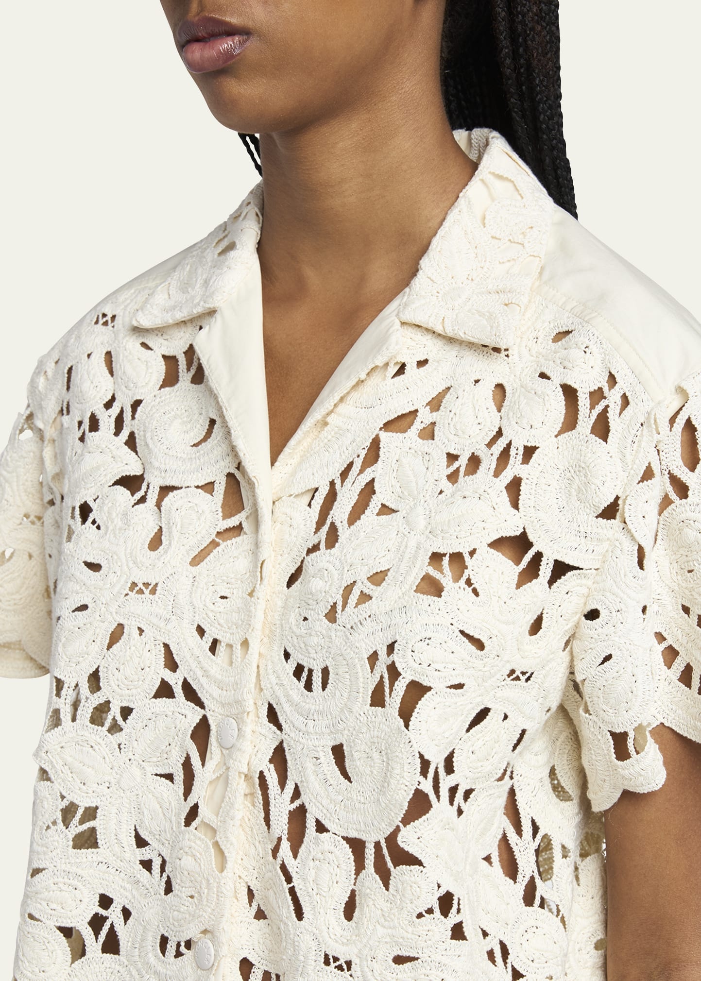 Button-Front Crochet Shirt - 5