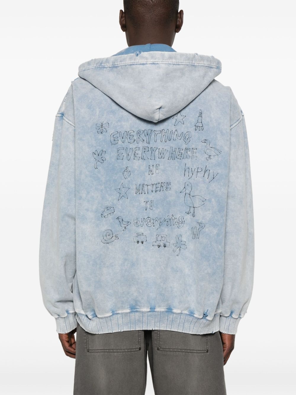 bleached smiley face-print hoodie - 4