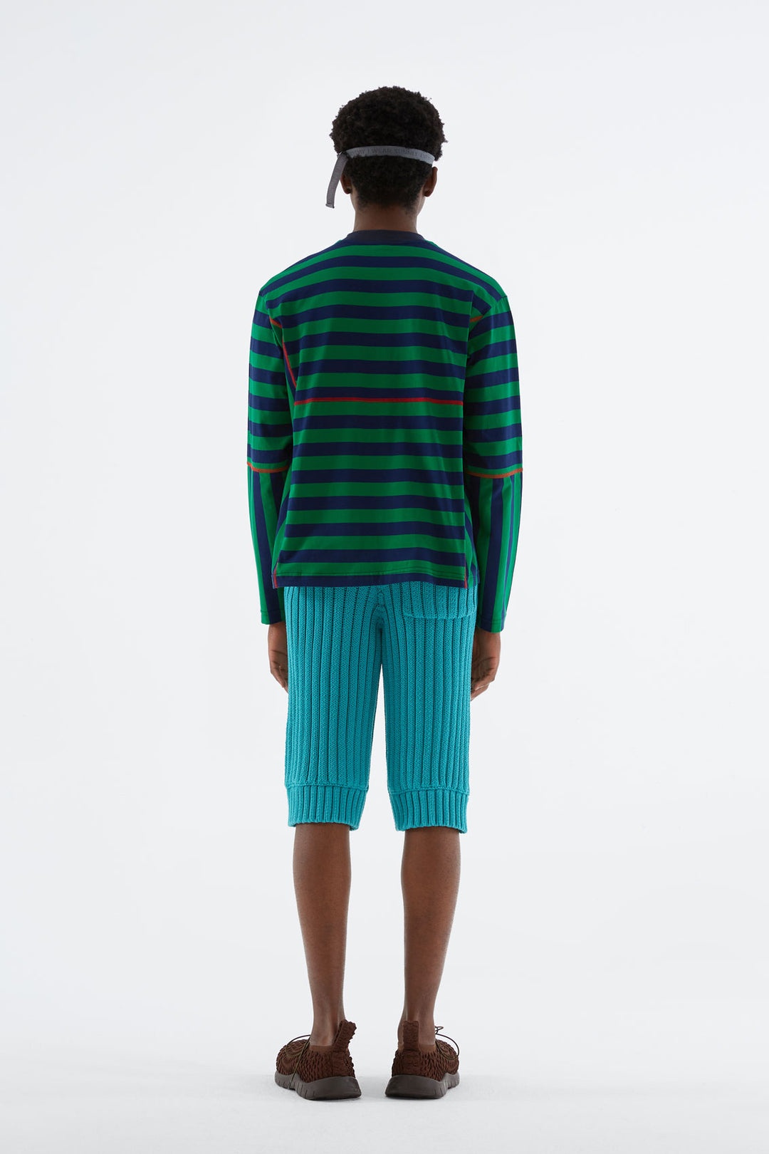 GREEN & BLUE STRIPED LONG SLEEVE WITH CUTS - 5