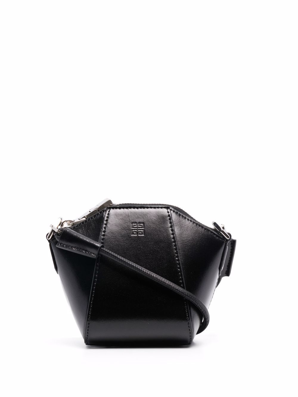 debossed-logo panelled leather shoulder bag - 1