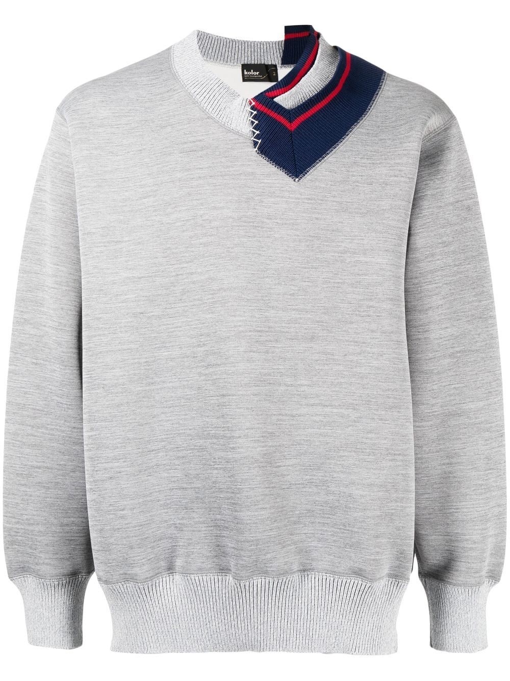 panelled crew neck sweater - 1