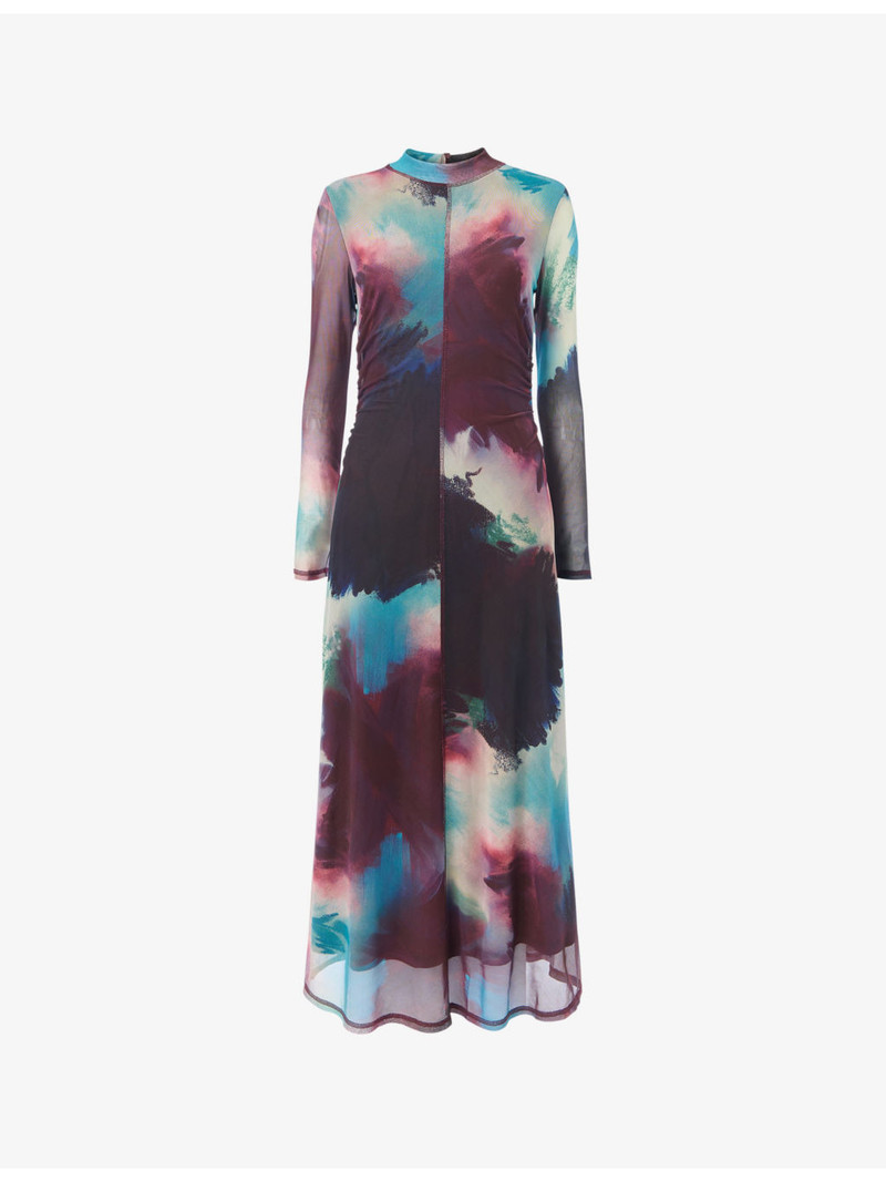 Oil paint-print slim-fit stretch-mesh midi dress 1