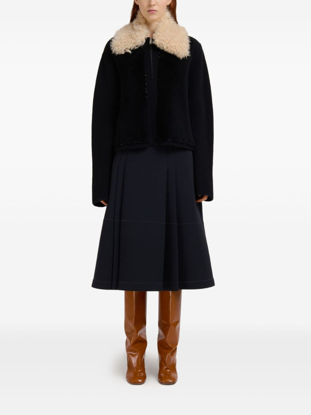 fur-collared zip jacket - 2