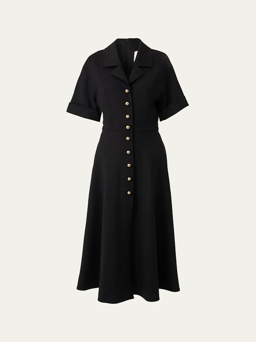 Collared Short-Sleeve Midi Shirtdress - 1
