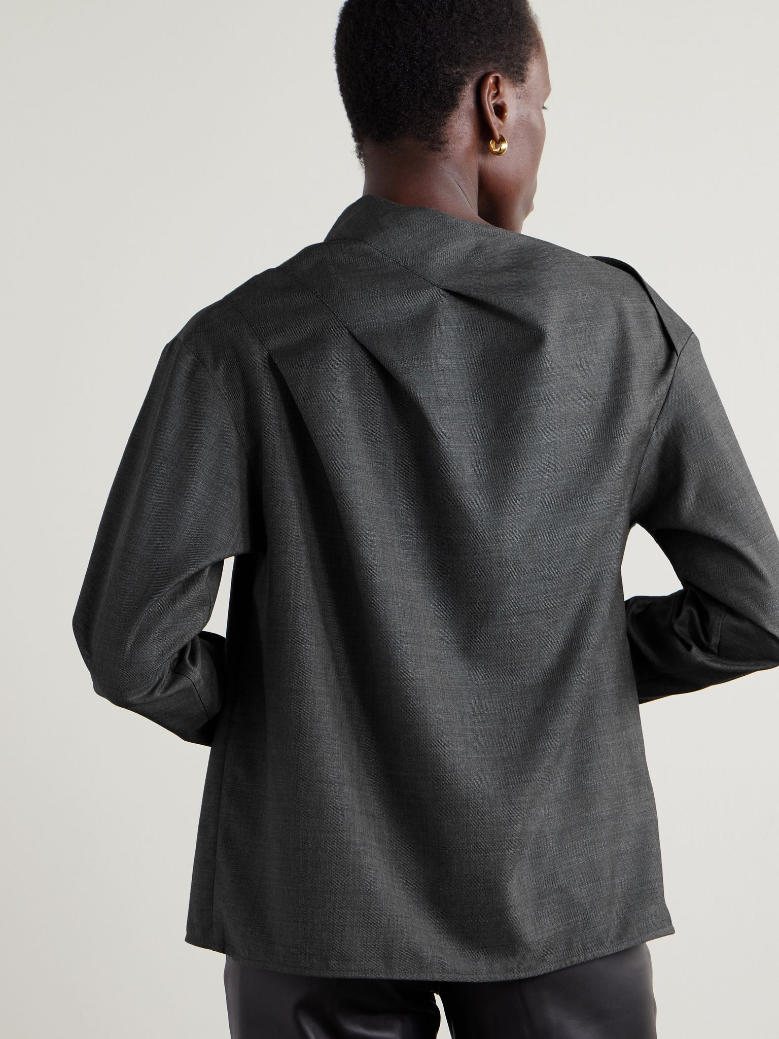 Mauris asymmetric pleated draped wool top Gray - 4