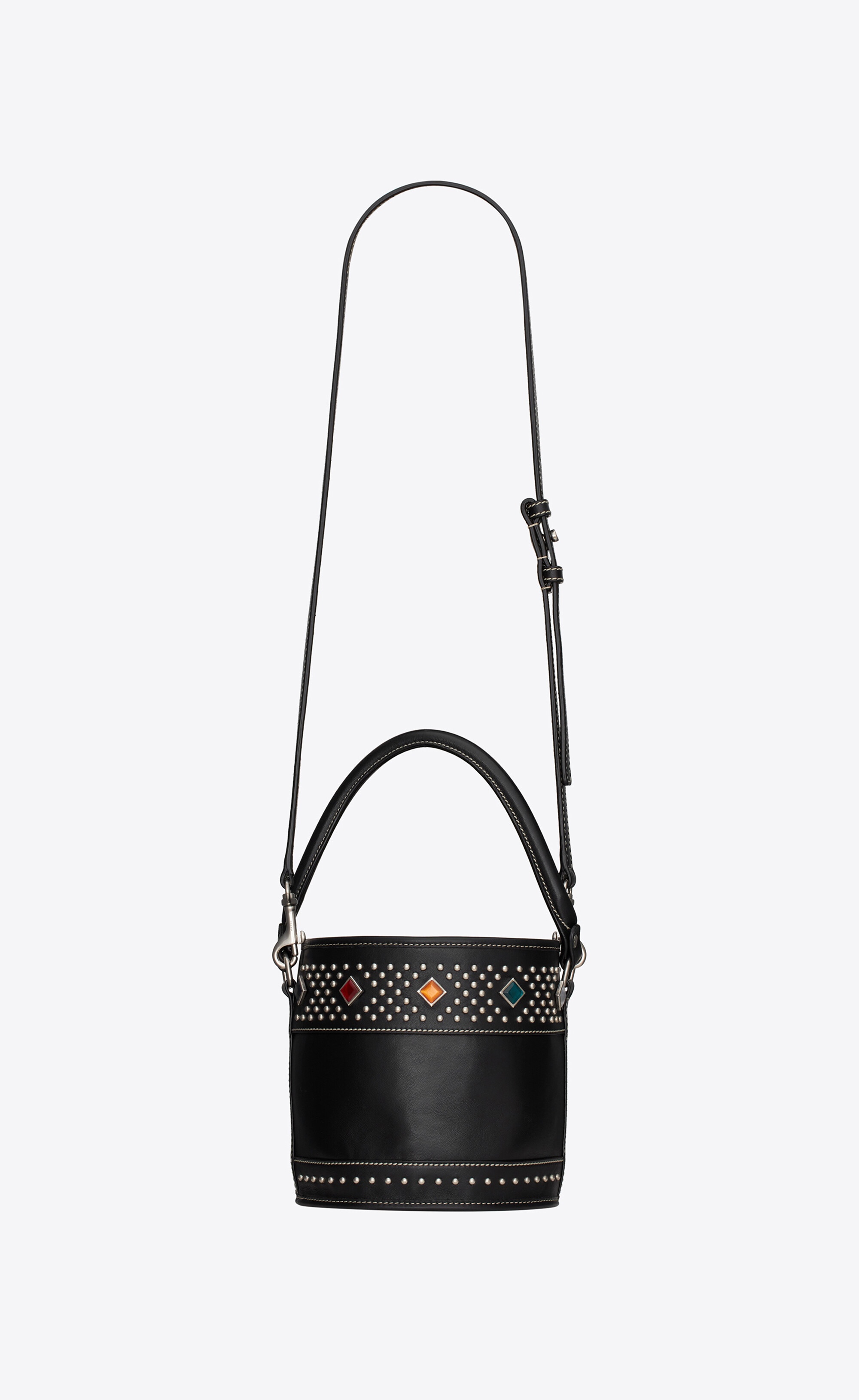 bahia small bucket bag in smooth leather with studs - 3