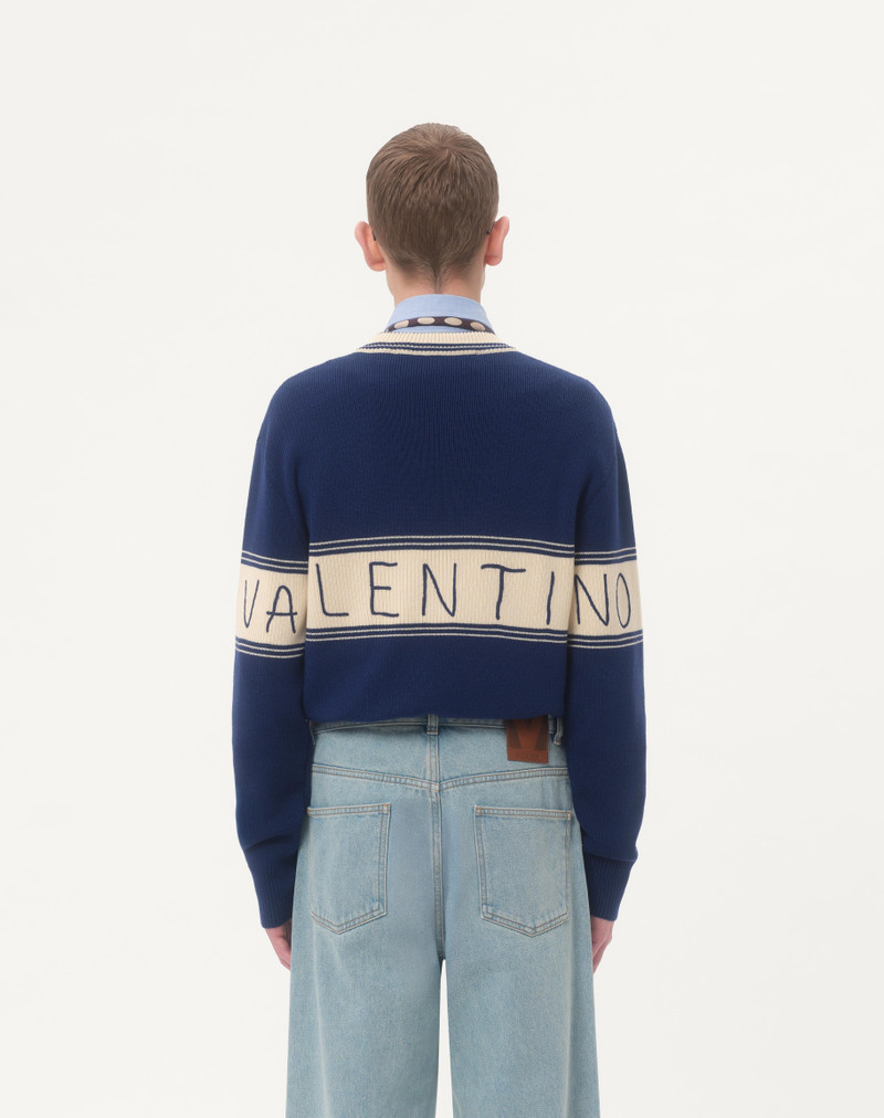 WOOL AND COTTON SWEATER WITH CHEZ VALENTINO JACQUARD PATTERN 7