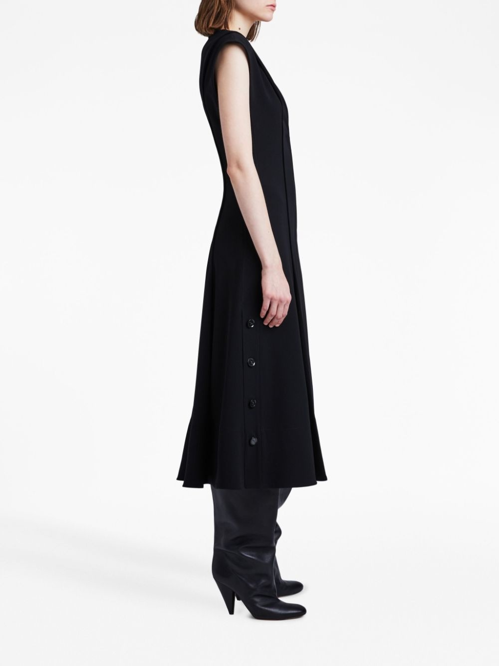 V-neck cap-sleeves midi dress - 3