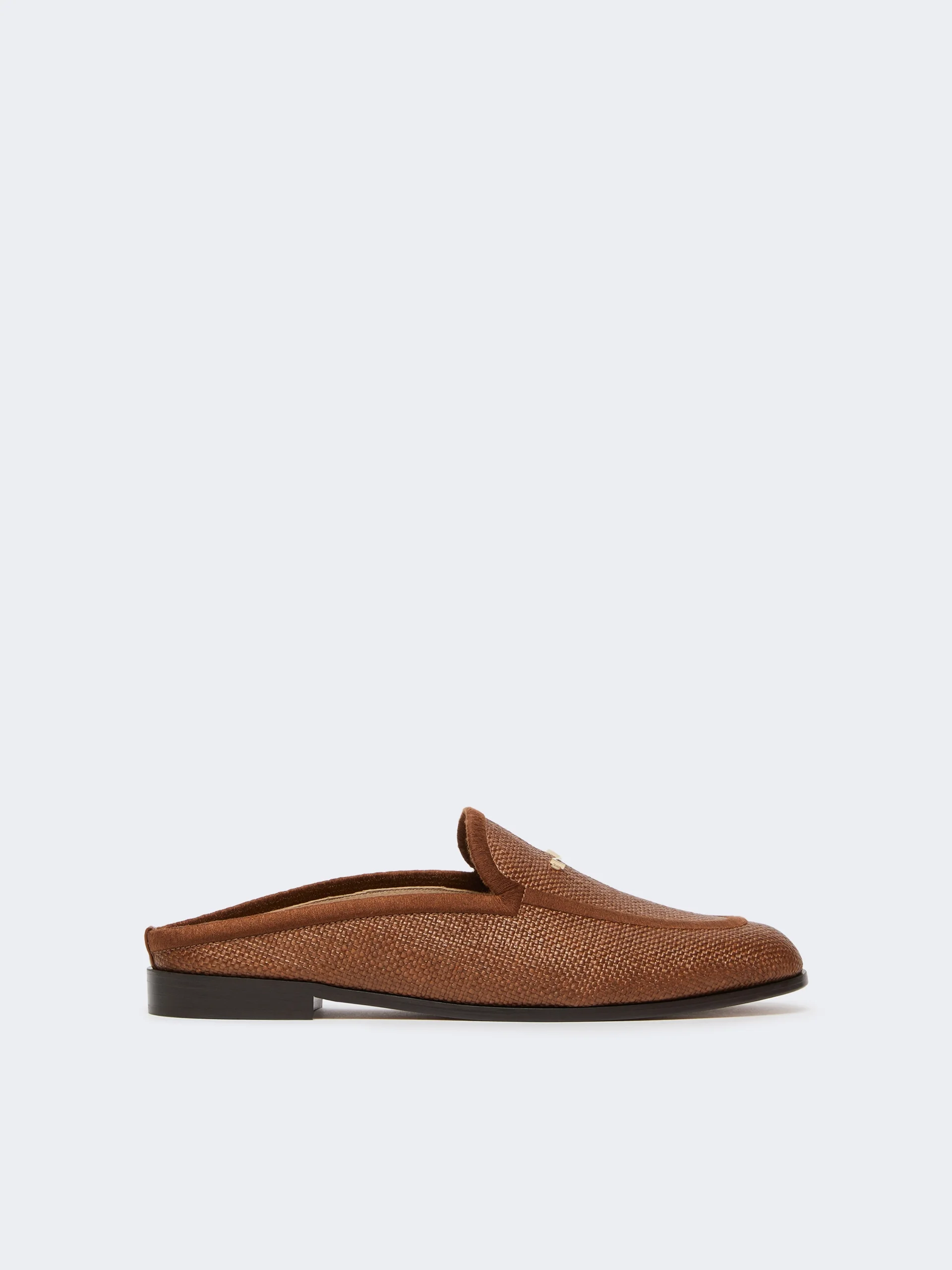 Raffia-effect canvas mules - AMBER BROWN - 1