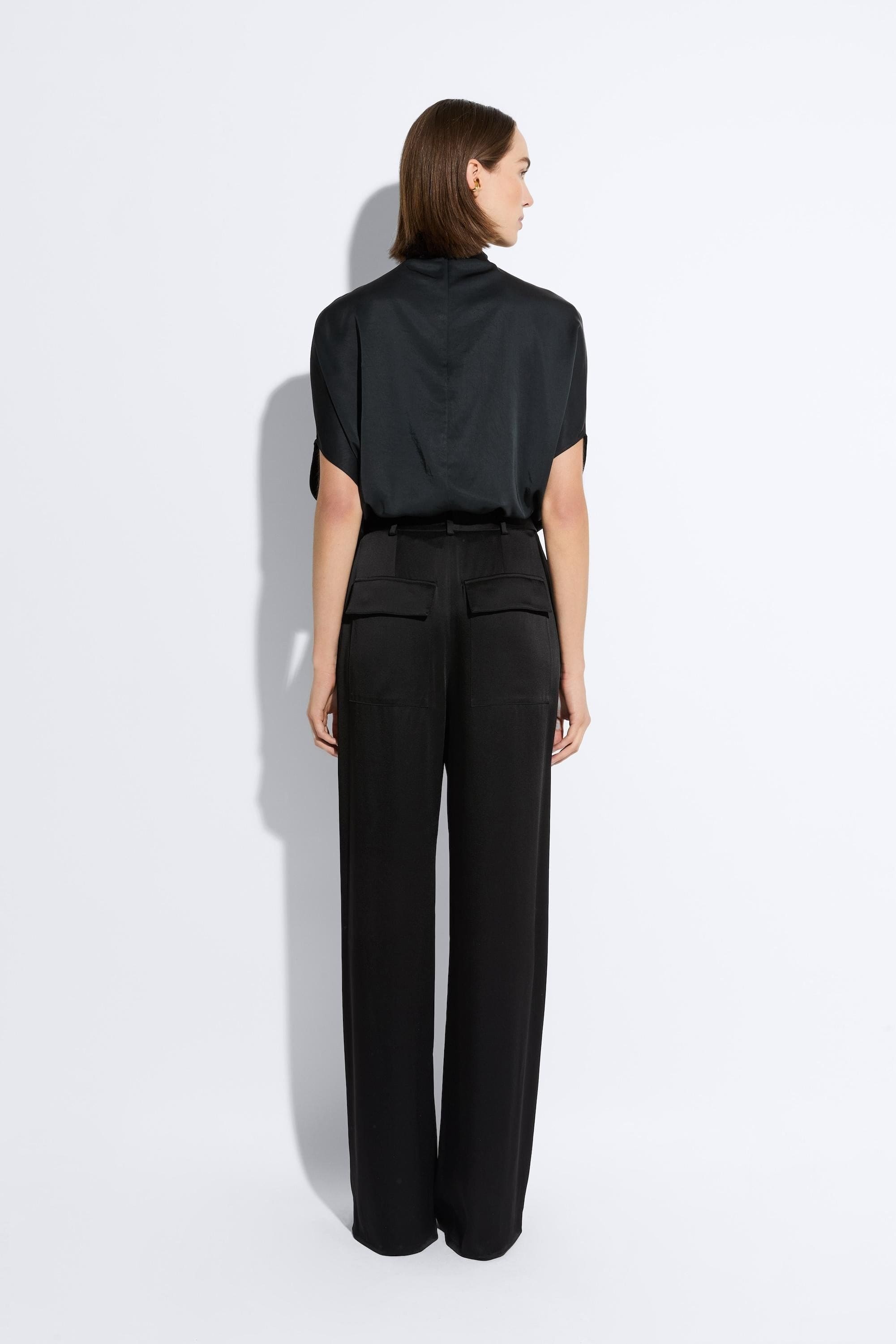 Satin Relaxed Pleated Pant - 3